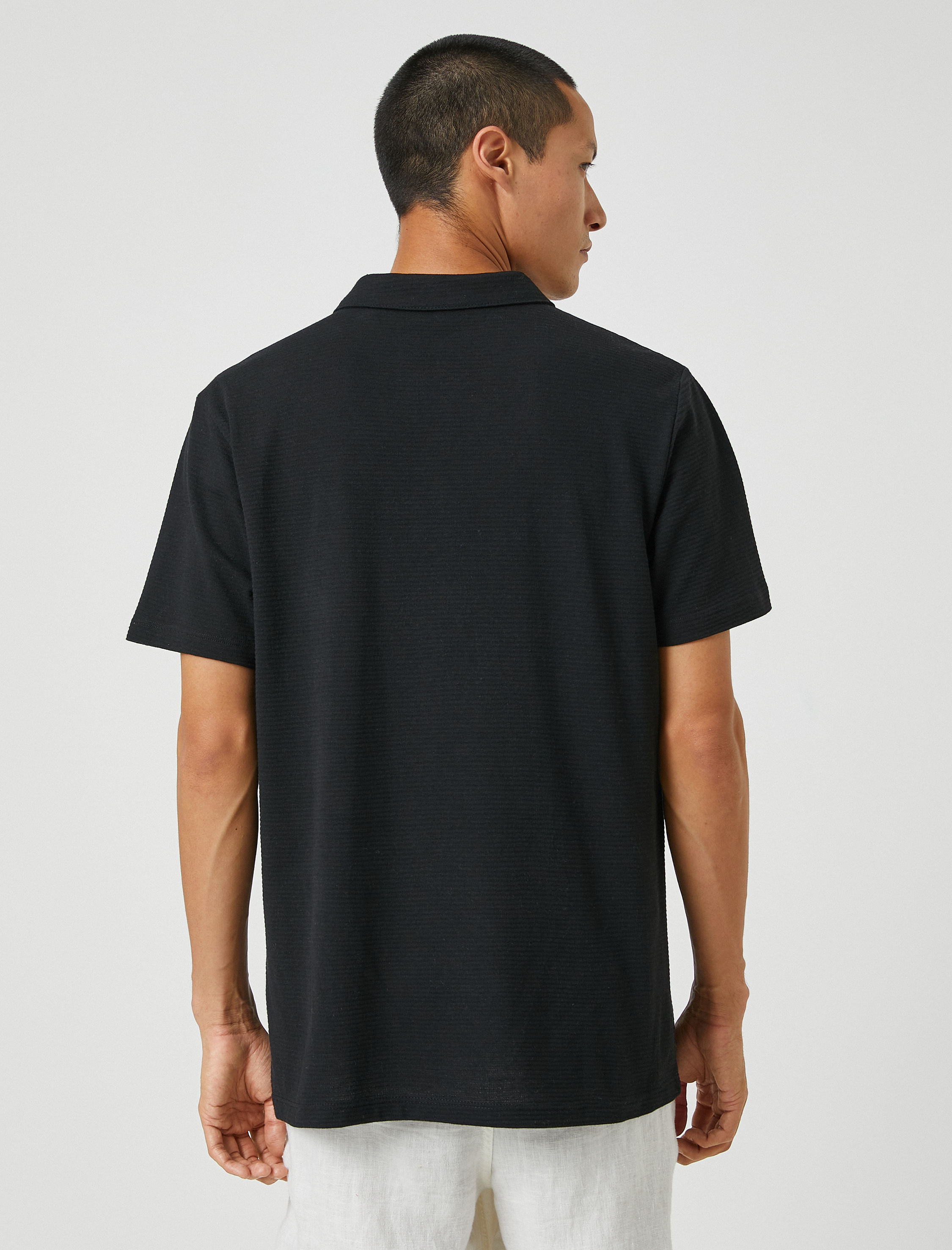   Basic Tişört Polo Yaka Düğmeli Kısa Kollu