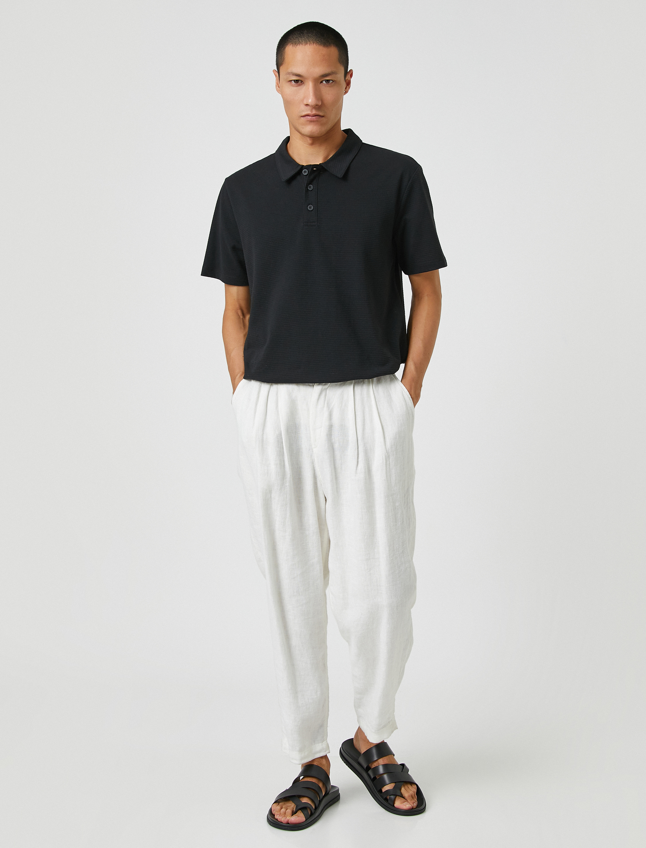   Basic Tişört Polo Yaka Düğmeli Kısa Kollu