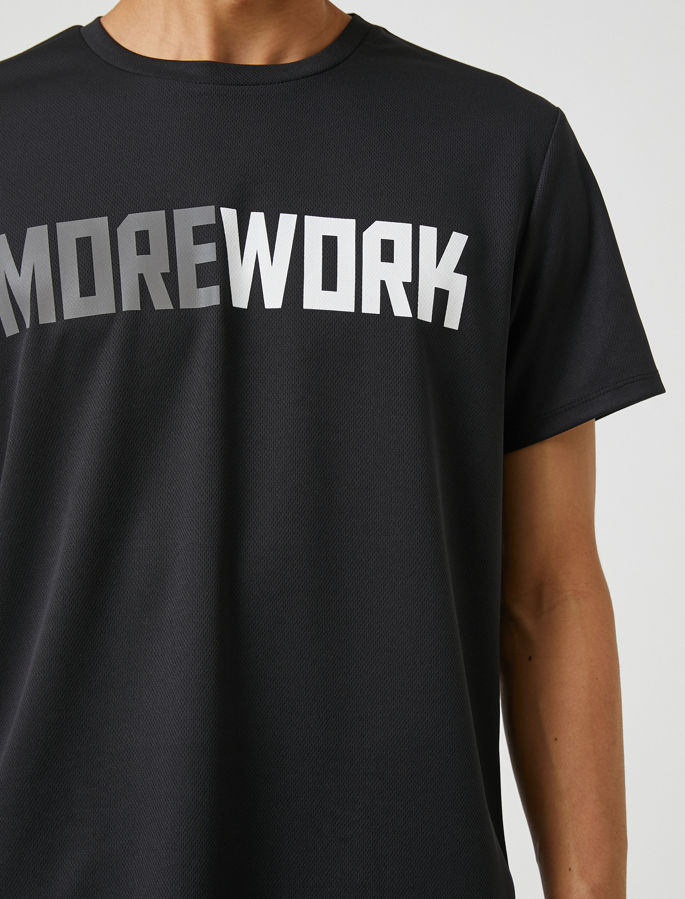   Spor Tişört Slogan Baskılı Bisiklet Yaka Nefes Alan Kumaş