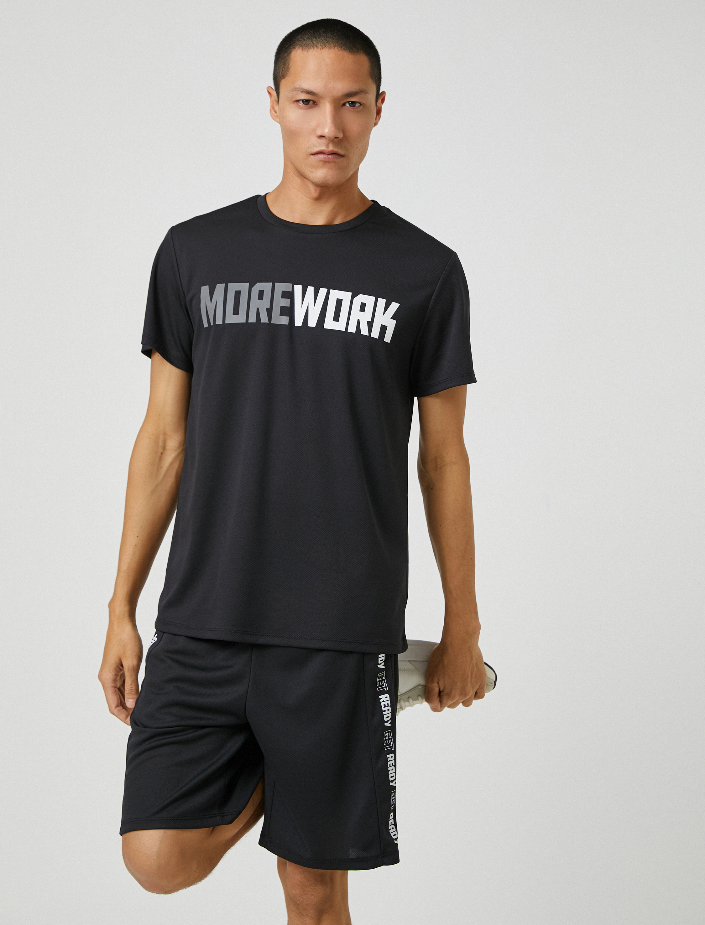   Spor Tişört Slogan Baskılı Bisiklet Yaka Nefes Alan Kumaş