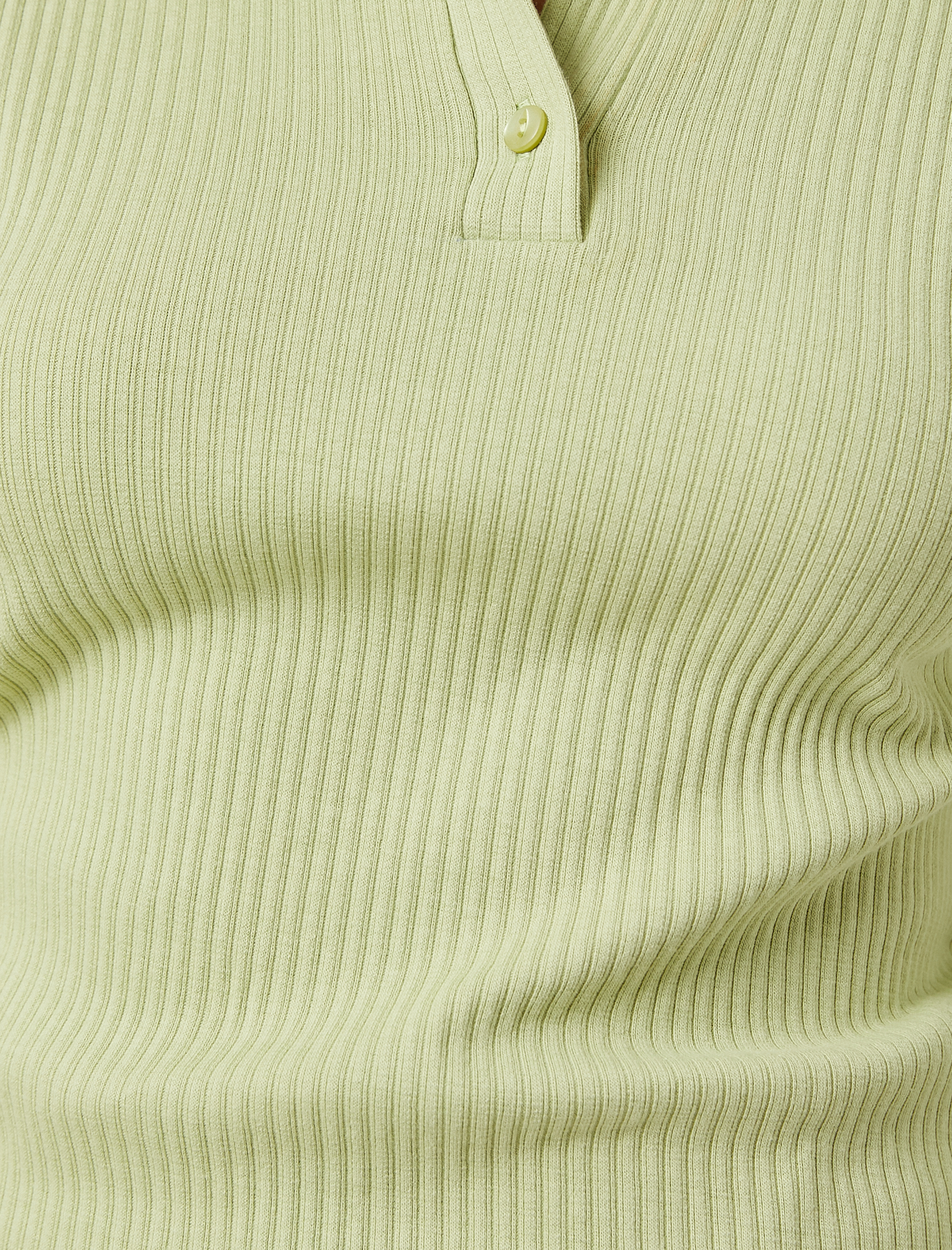   Uzun Kollu Tişört Polo Yaka Fitilli Düğme Detaylı Basic