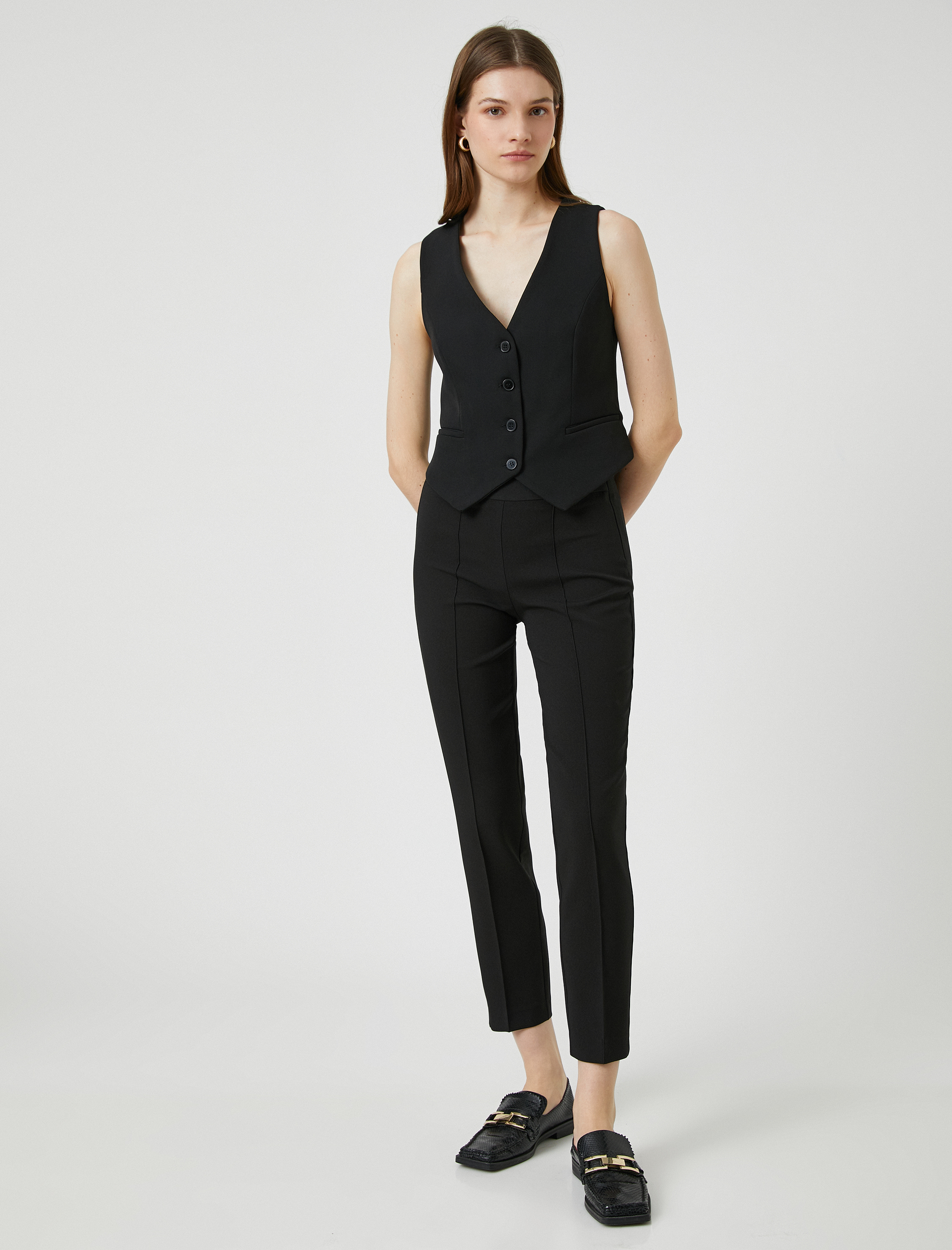   Nervürlü Kumaş Pantolon Dar Kesim