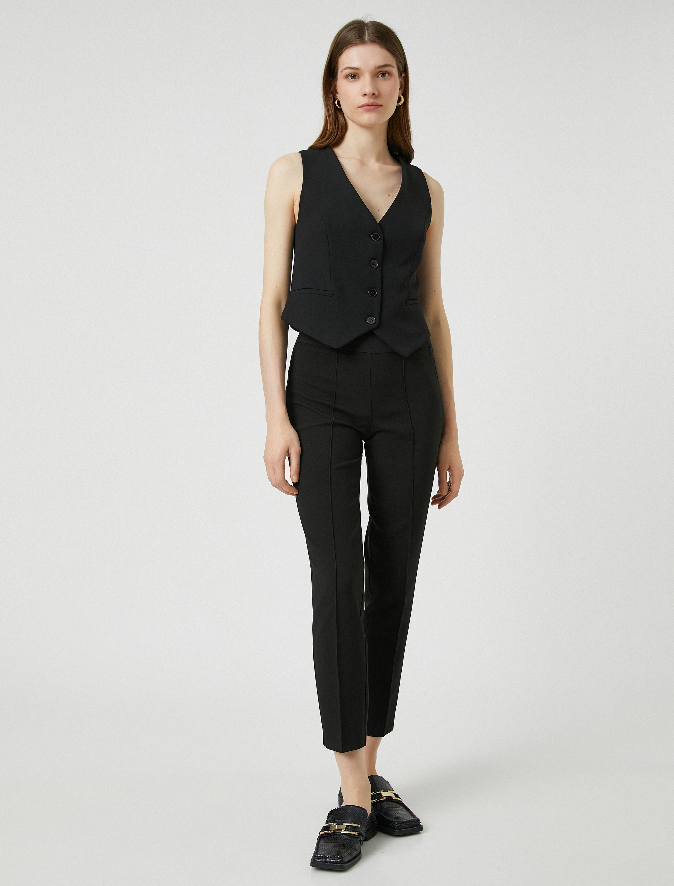   Nervürlü Kumaş Pantolon Dar Kesim