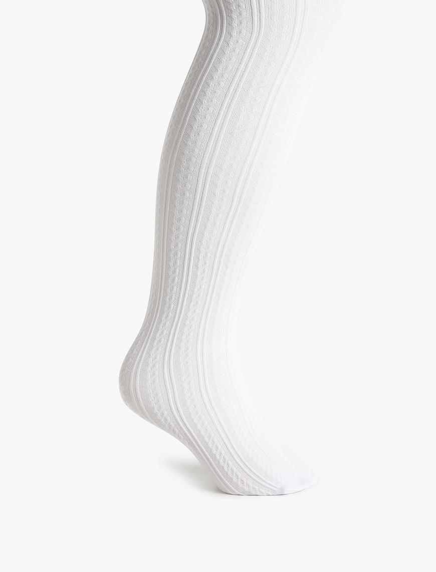  Kız Çocuk Balıksırtı Desenli Külotlu Çorap 60 Den