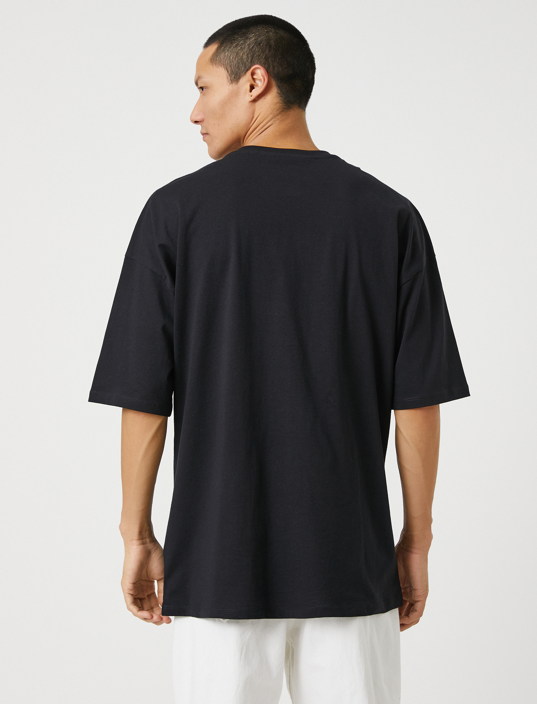   Basic Oversize Tişört Bisiklet Yaka Kısa Kollu