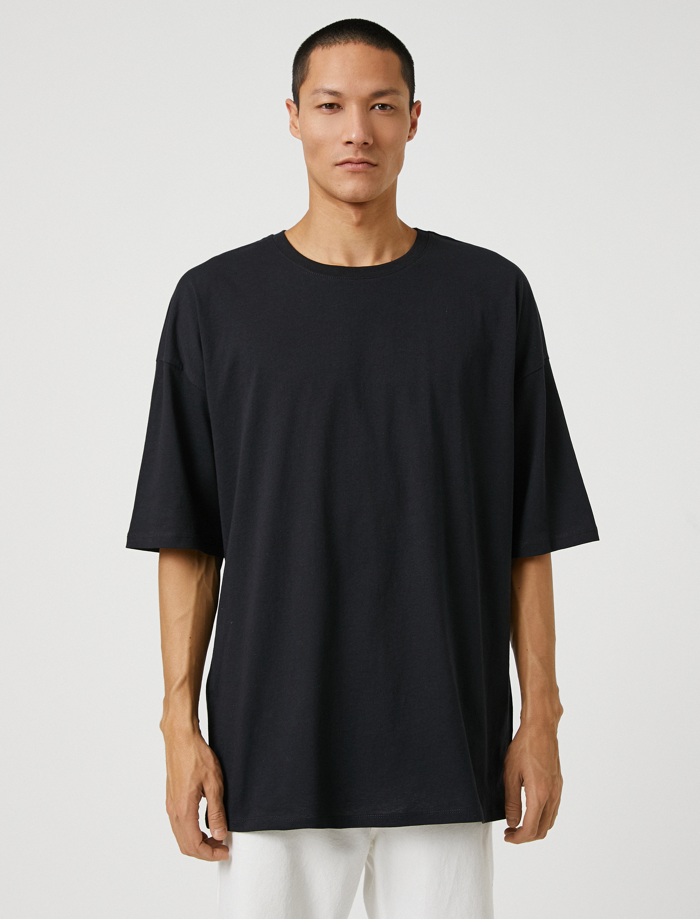   Basic Oversize Tişört Bisiklet Yaka Kısa Kollu