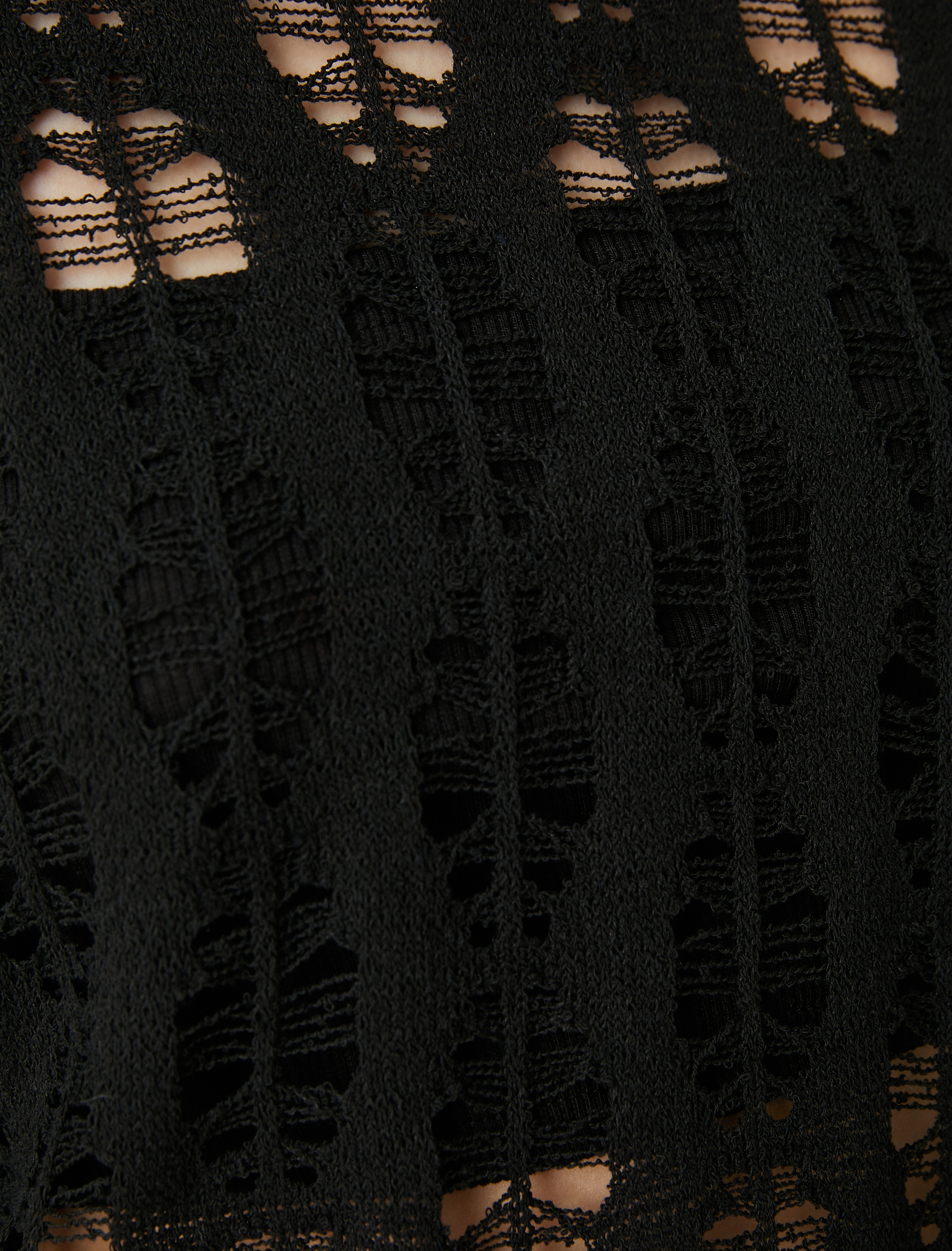   Uzun Kollu Tişört File Ajurlu Bisiklet Yaka