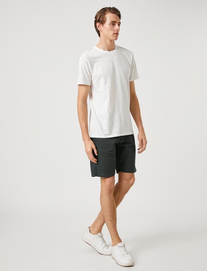  Basic Tişört Slim Fit Bisiklet Yaka Kısa Kollu Pamuklu