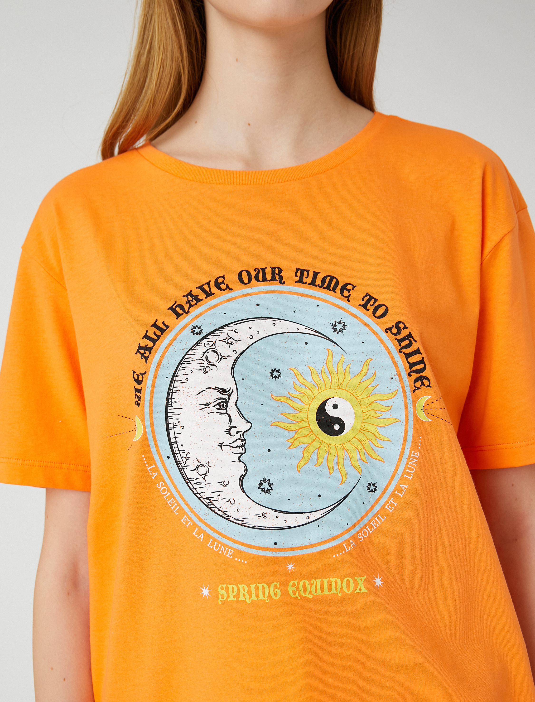   Baskılı Tişört Kısa Kollu Bisiklet Yaka