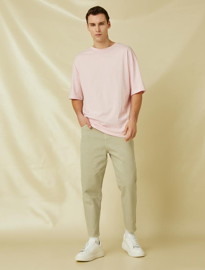  Basic Gabardin Pantolon Düğme Detaylı Cepli