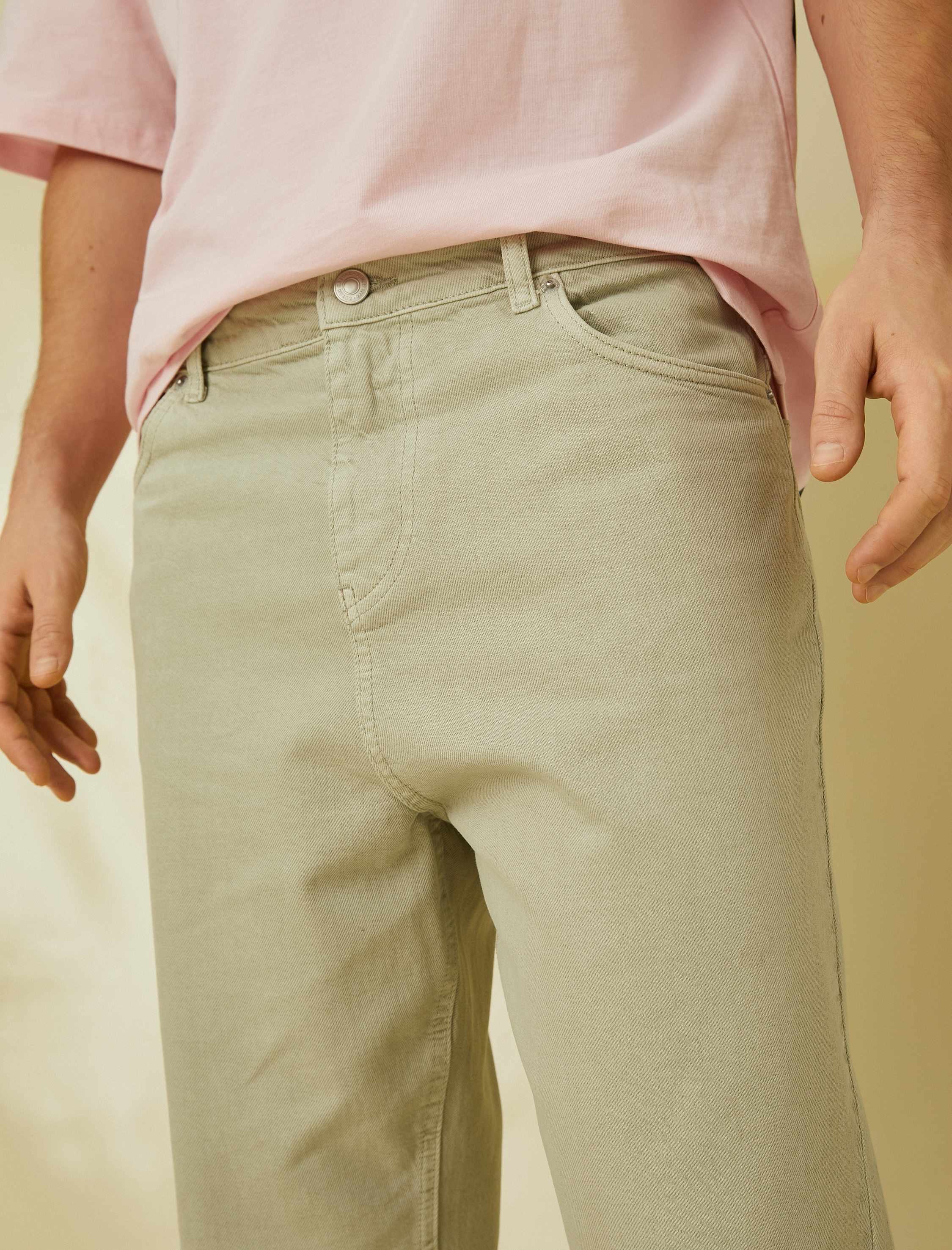   Basic Gabardin Pantolon Düğme Detaylı Cepli