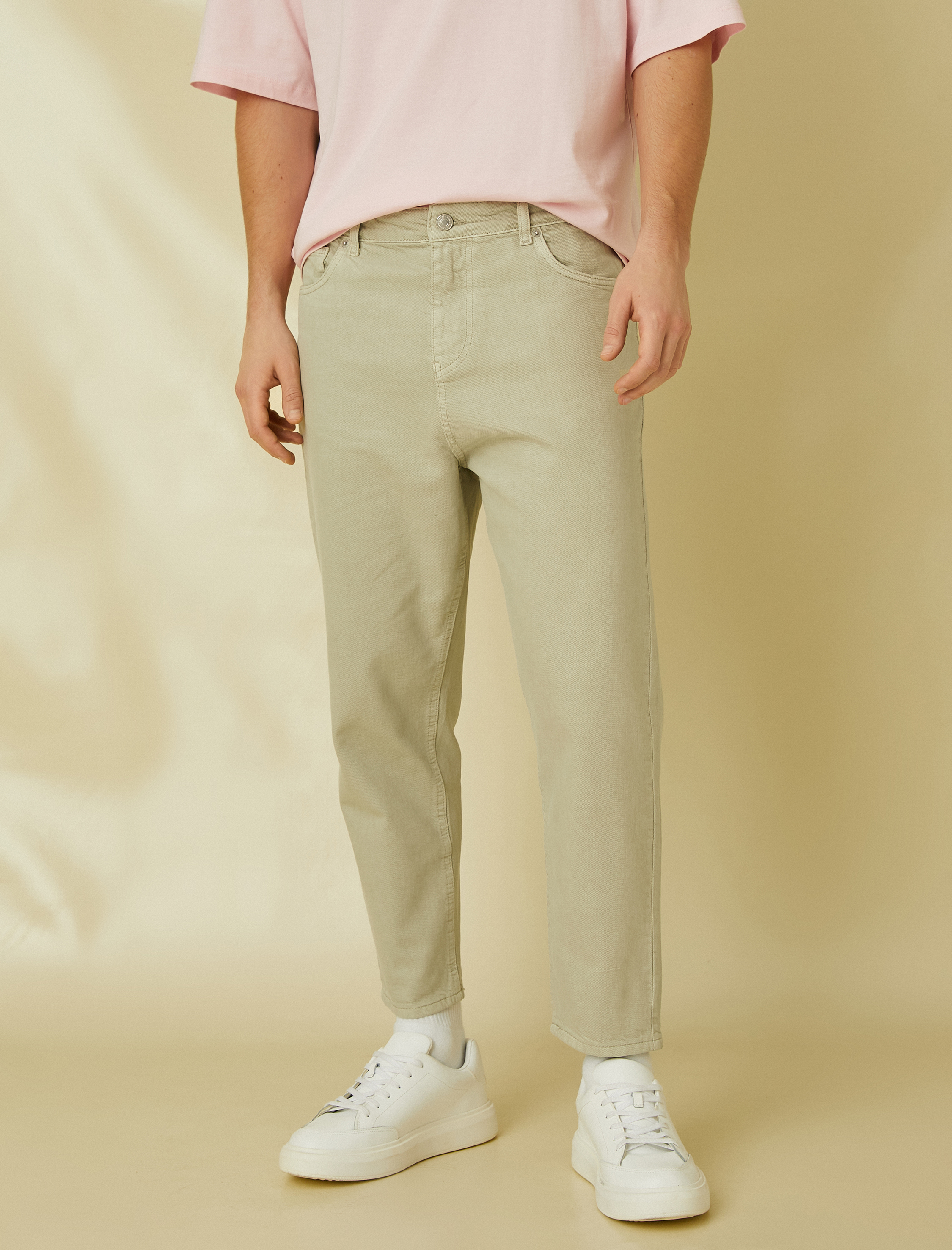   Basic Gabardin Pantolon Düğme Detaylı Cepli