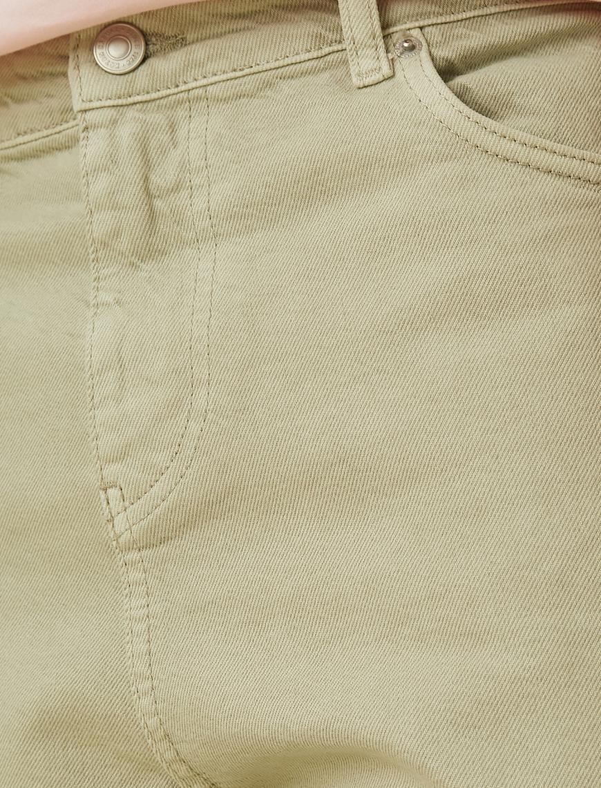   Basic Gabardin Pantolon Düğme Detaylı Cepli