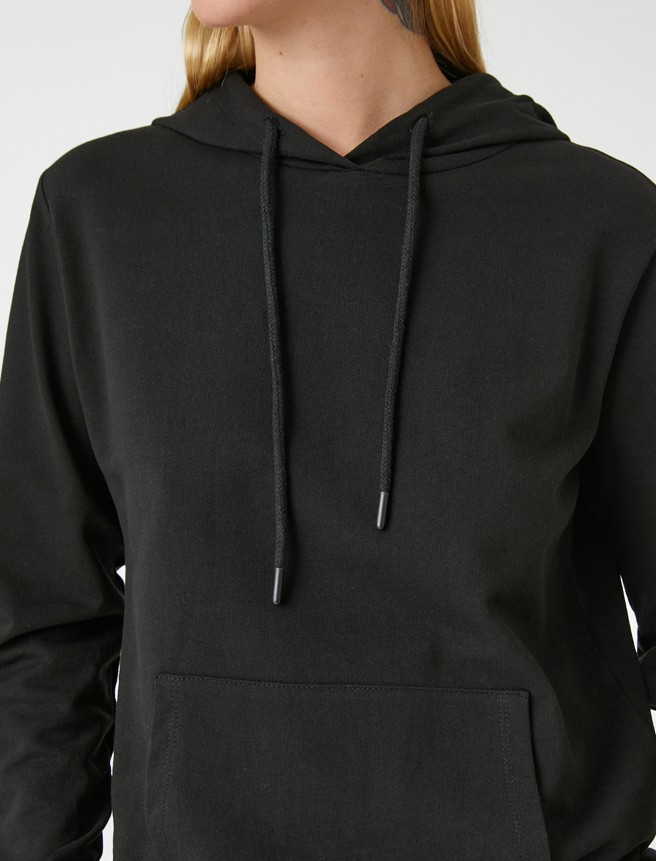   Basic Kapüşonlu Sweatshirt Kanguru Cepli