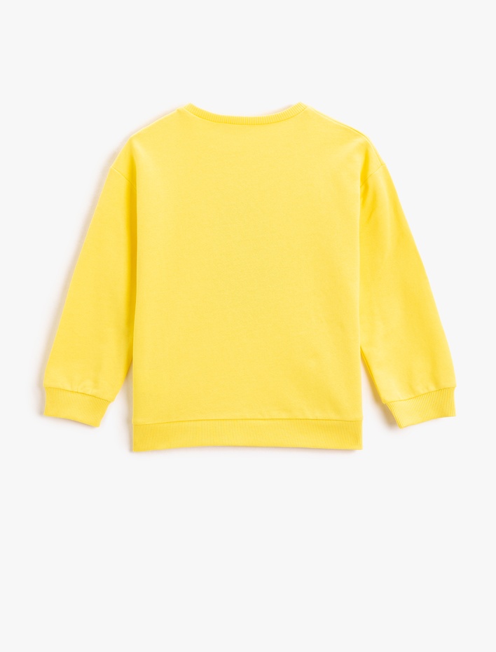 Kız Çocuk Unicorn Pul Payet İşlemeli Sweatshirt Uzun Kollu Bisiklet Yaka