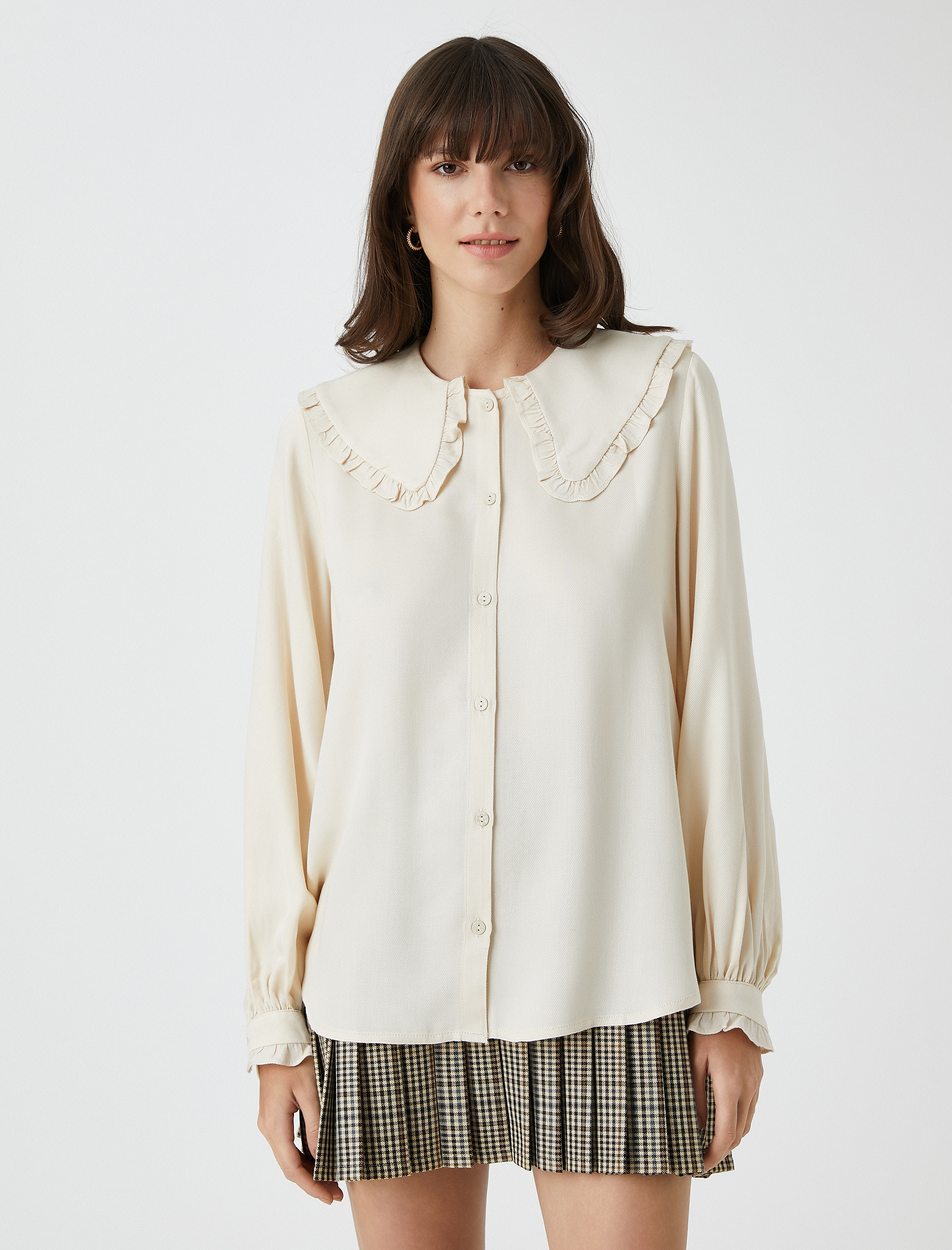   Geniş Peter Pan Yaka Gömlek