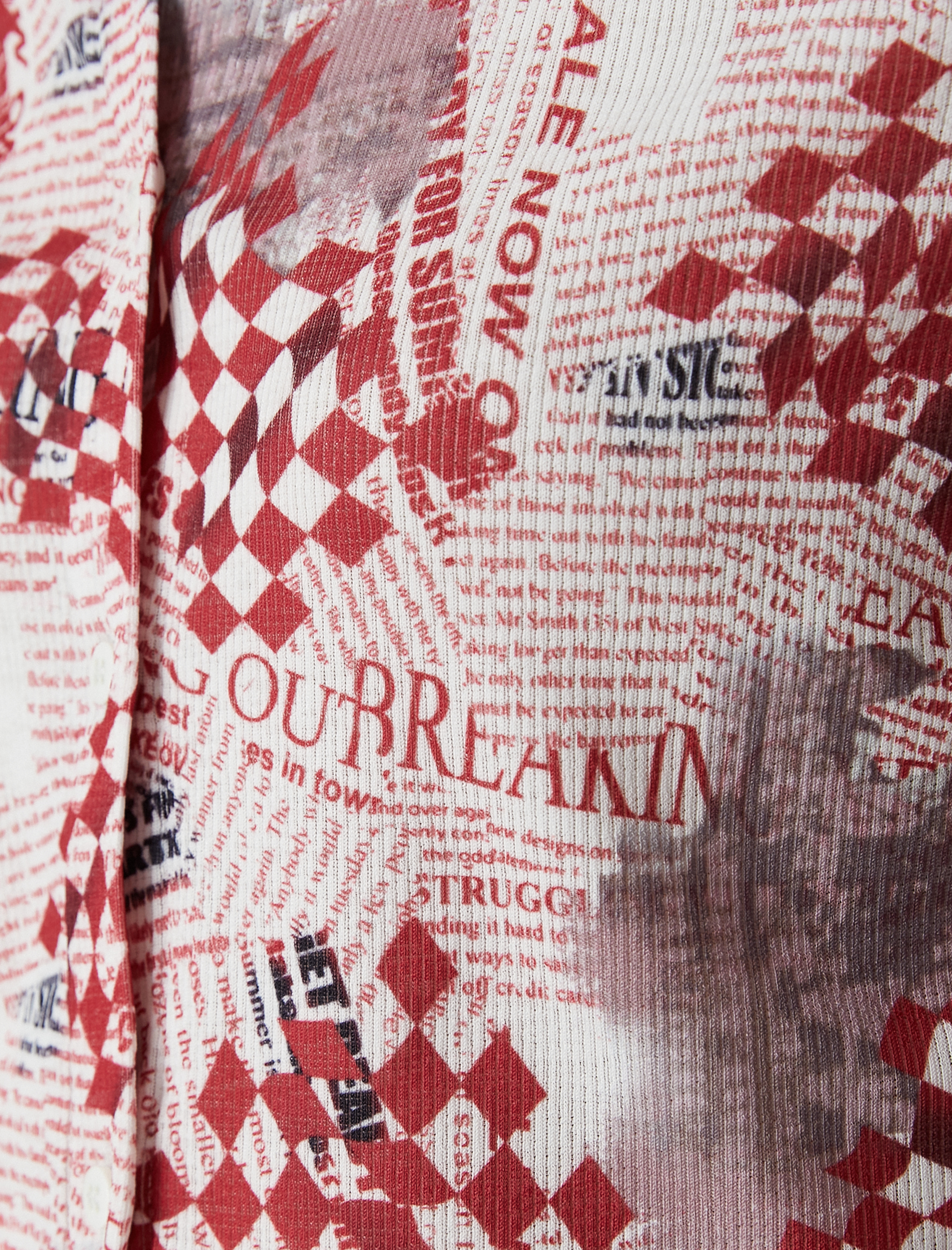   Uzun Kollu Tişört Gömlek Yaka Desenli Düğmeli