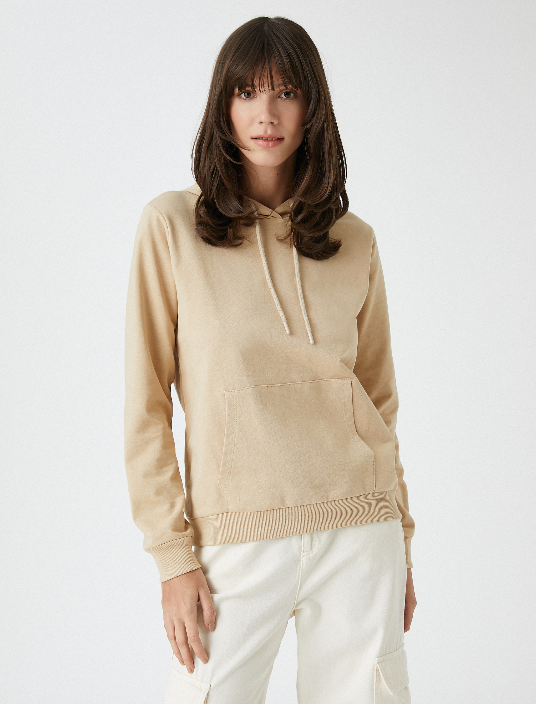   Basic Kapüşonlu Sweatshirt Kanguru Cepli