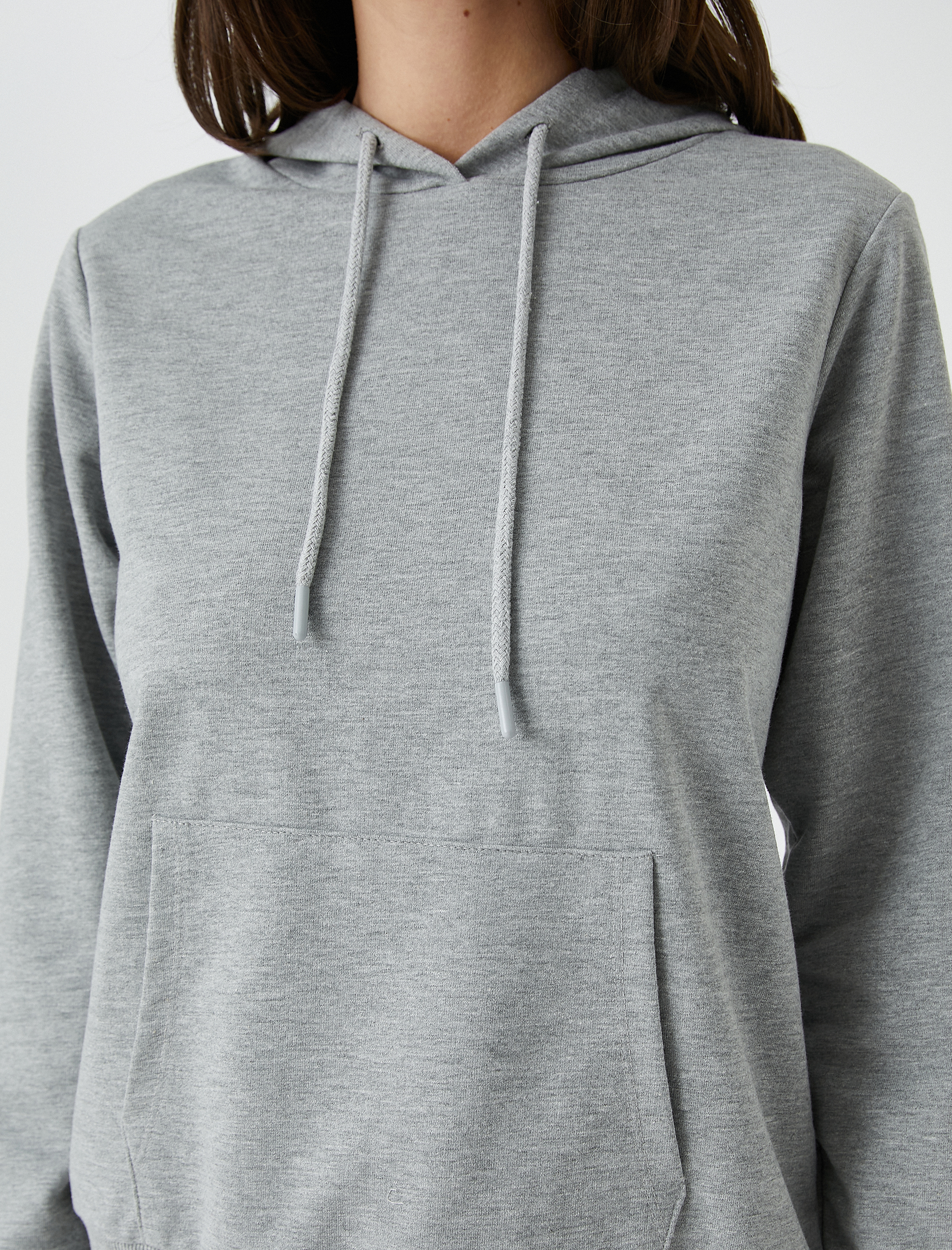   Basic Kapüşonlu Sweatshirt Kanguru Cepli