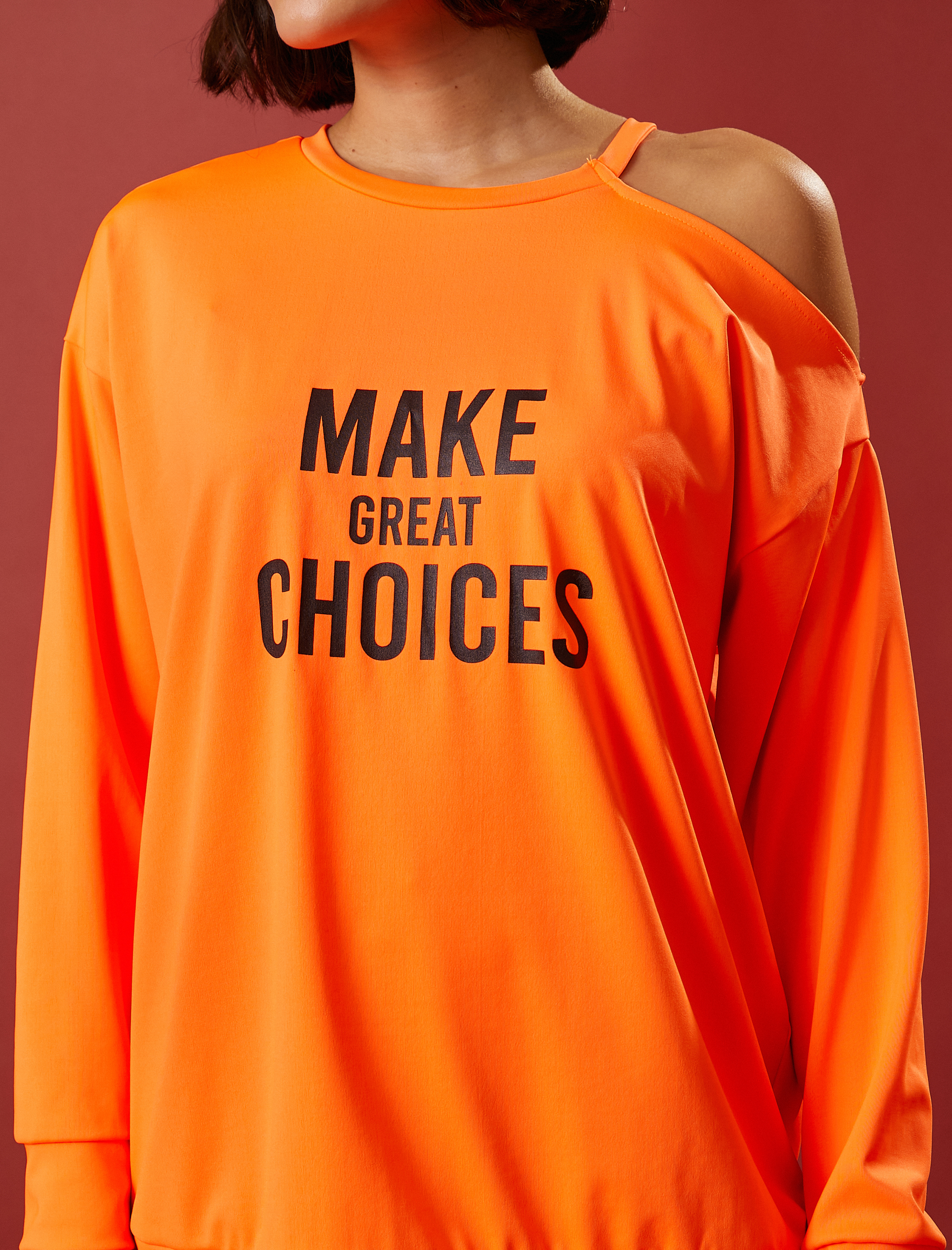 Oversize Spor Sweatshirt Baskılı Pencere Detaylı