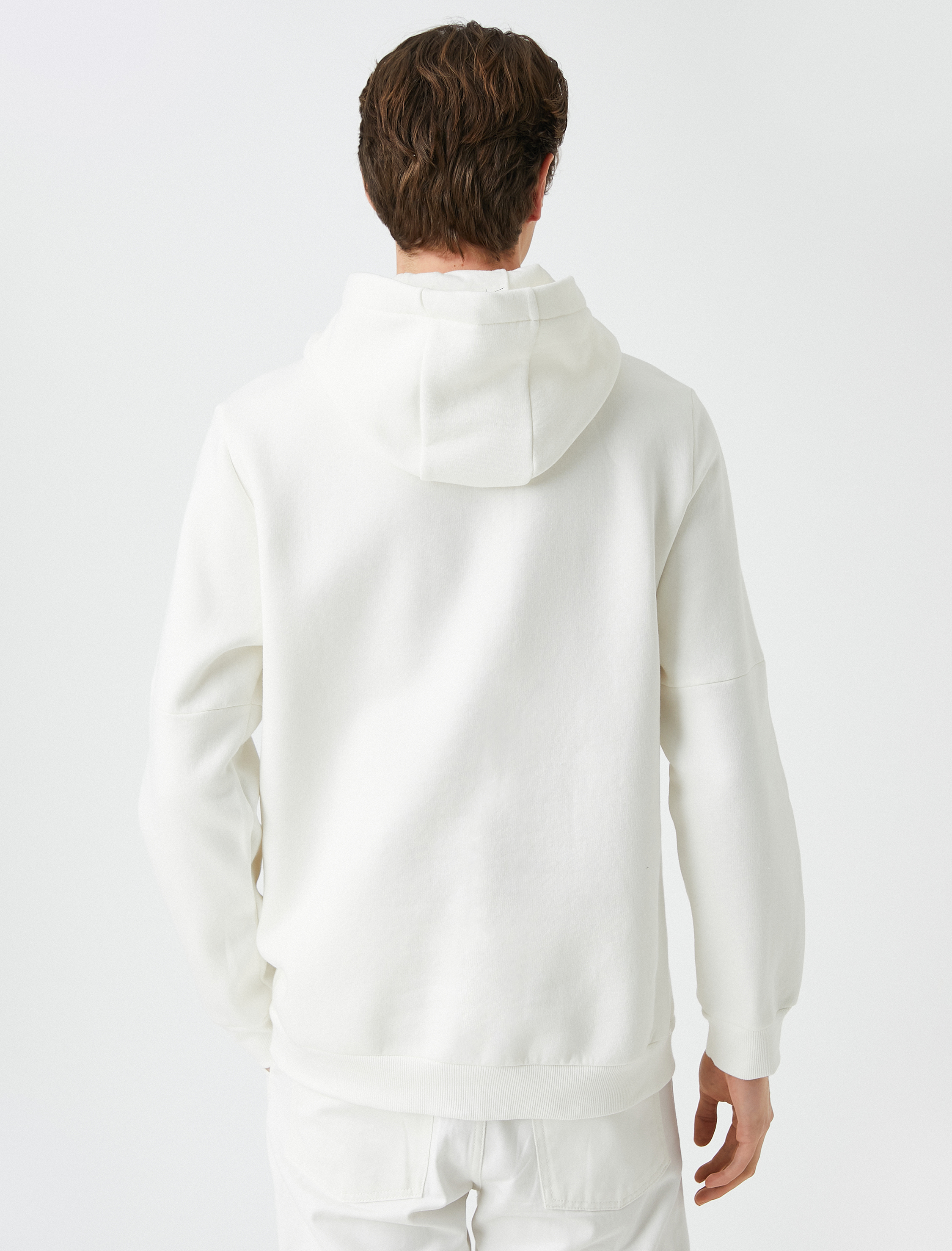   Kapşonlu Oversize Sweatshirt Slogan İşlemeli Cep Detaylı Şardonlu