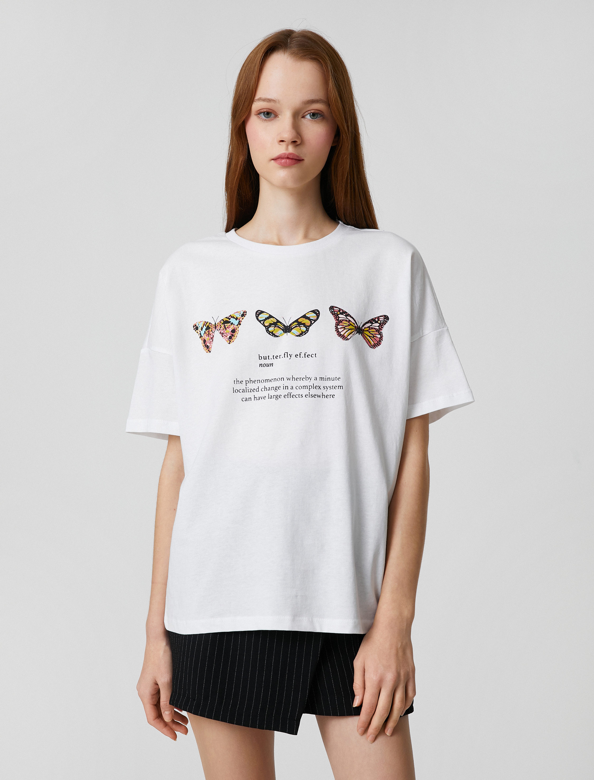   Slogan Baskılı Tişört Bisiklet Yaka Kısa Kollu