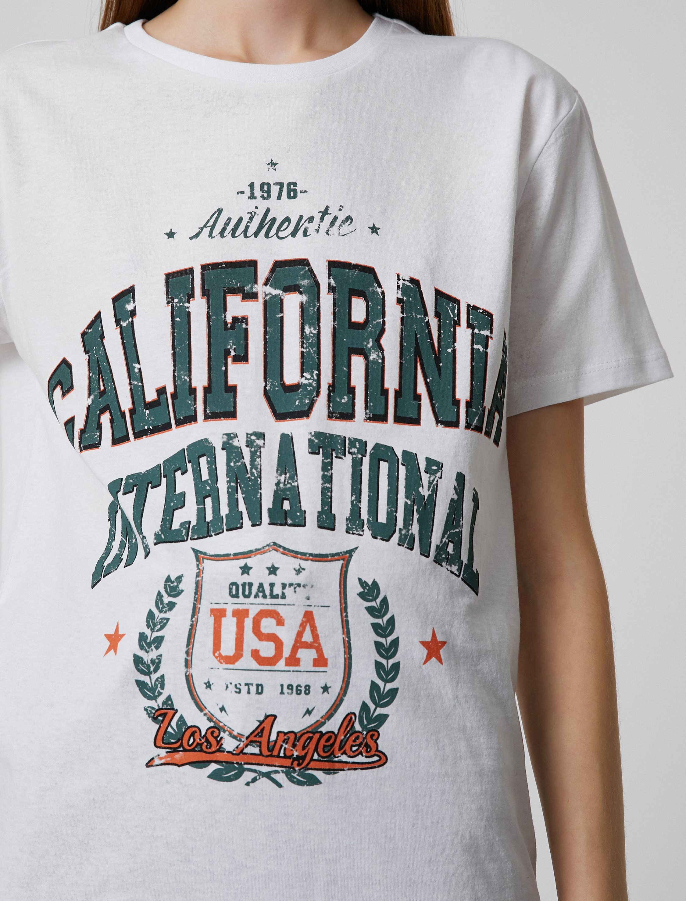   Kolej Baskılı Tişört Kısa Kollu Bisiklet Yaka