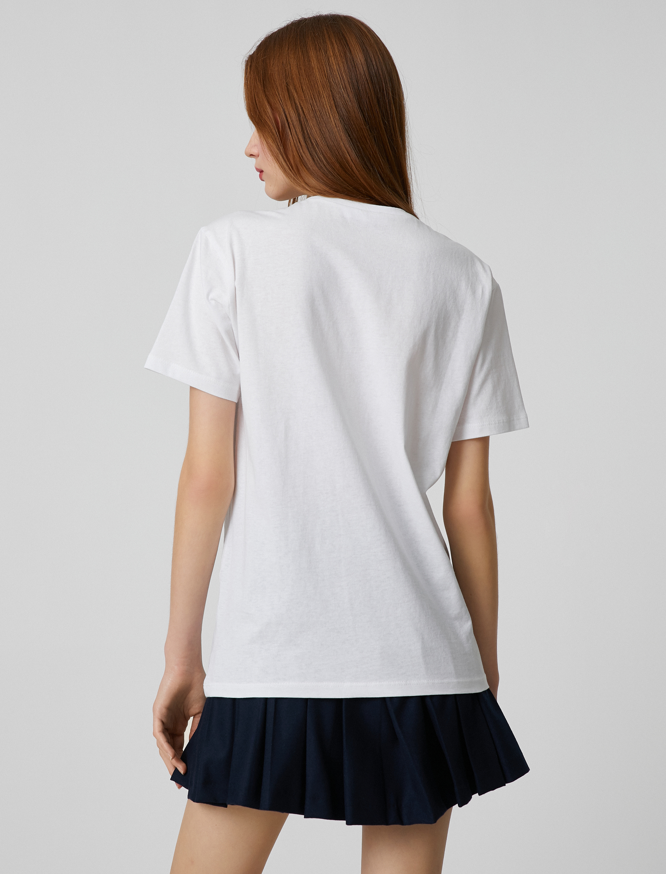   Kolej Baskılı Tişört Kısa Kollu Bisiklet Yaka