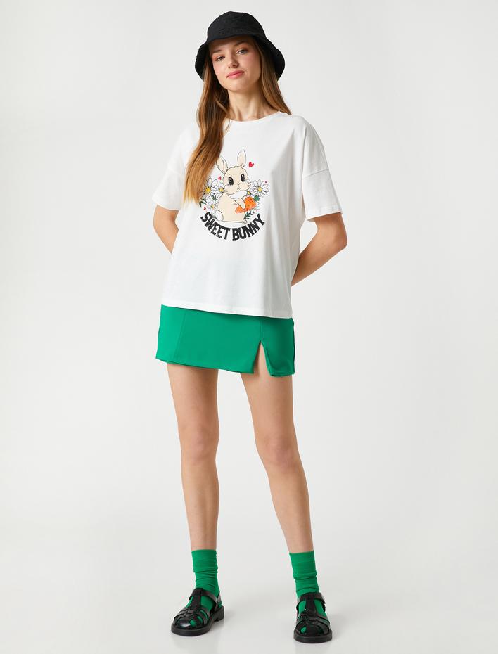  Slogan Baskılı Tişört Kısa Kollu Bisiklet Yaka