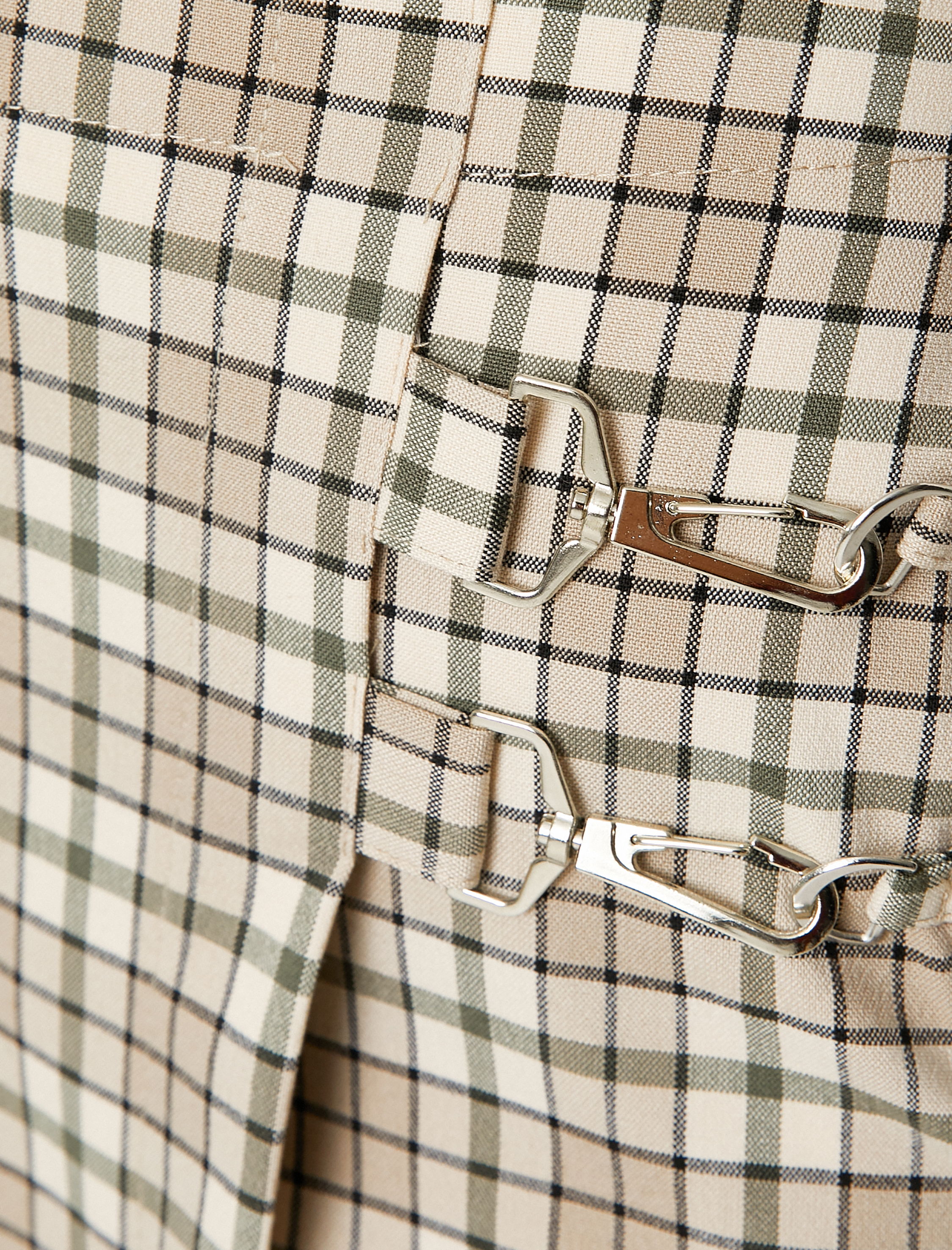   Mini Şort Etek Metal Aksesuar Detaylı Desenli Viskon Detaylı