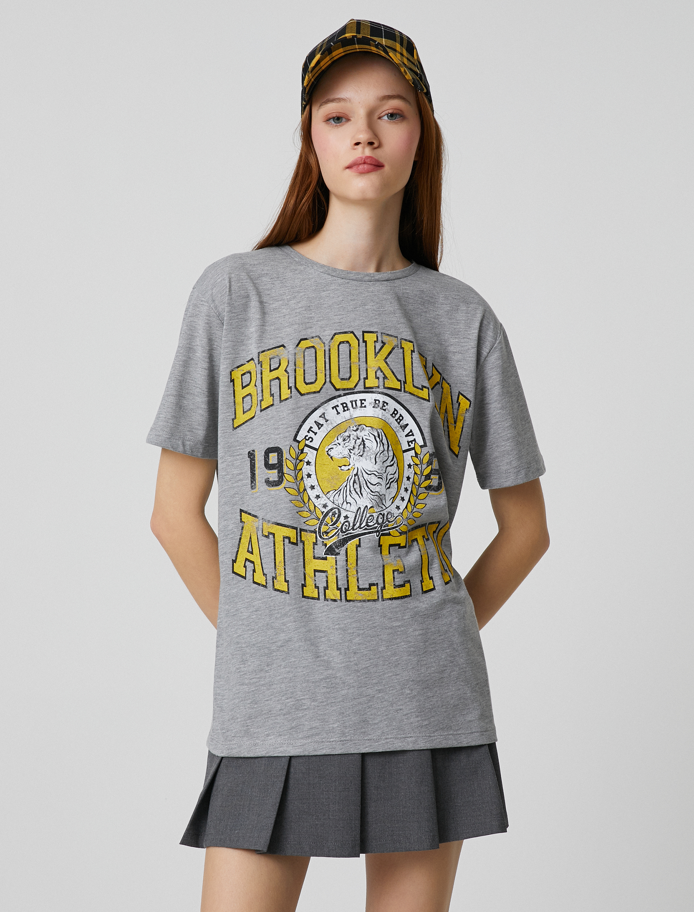   Brooklyn Baskılı Tişört Kısa Kollu Bisiklet Yaka