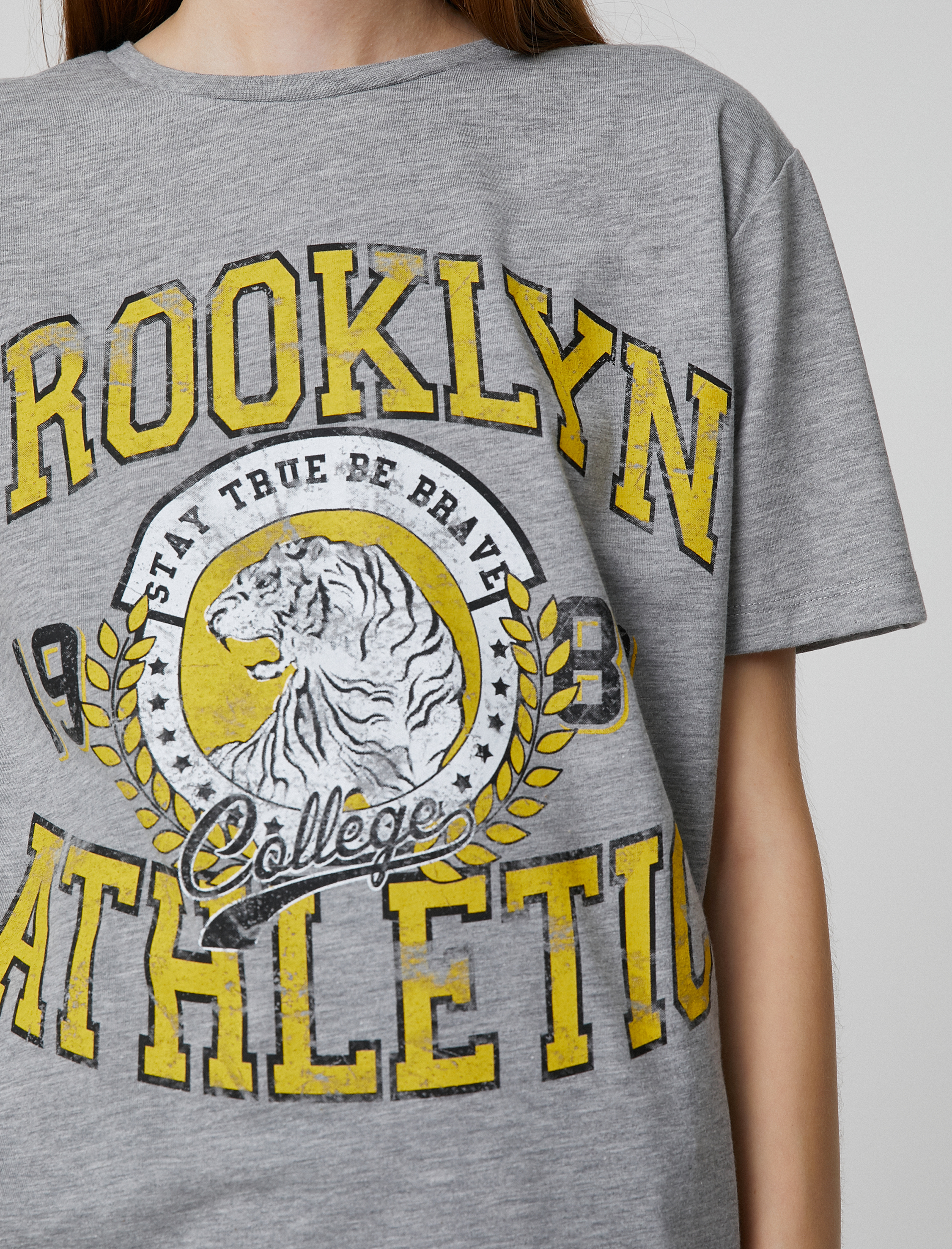   Brooklyn Baskılı Tişört Kısa Kollu Bisiklet Yaka