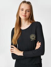 Pijama Üstü Uzun Kollu Dokulu Nakışlı