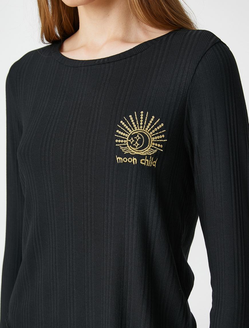   Pijama Üstü Uzun Kollu Dokulu Nakışlı