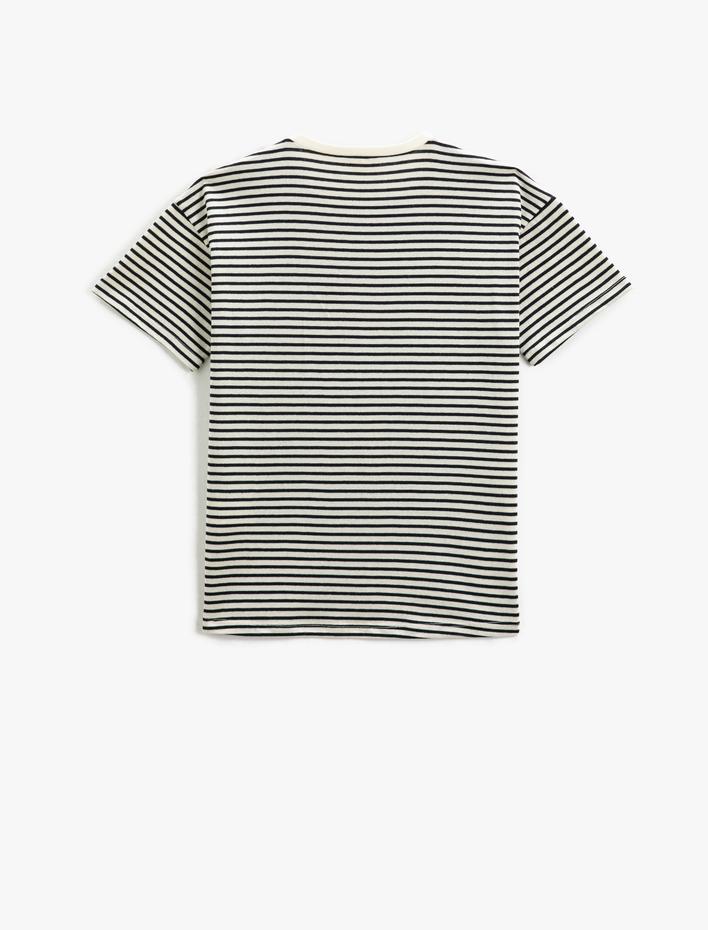 Erkek Çocuk Tişört Baskılı Kısa Kollu Bisiklet Yaka Cepli