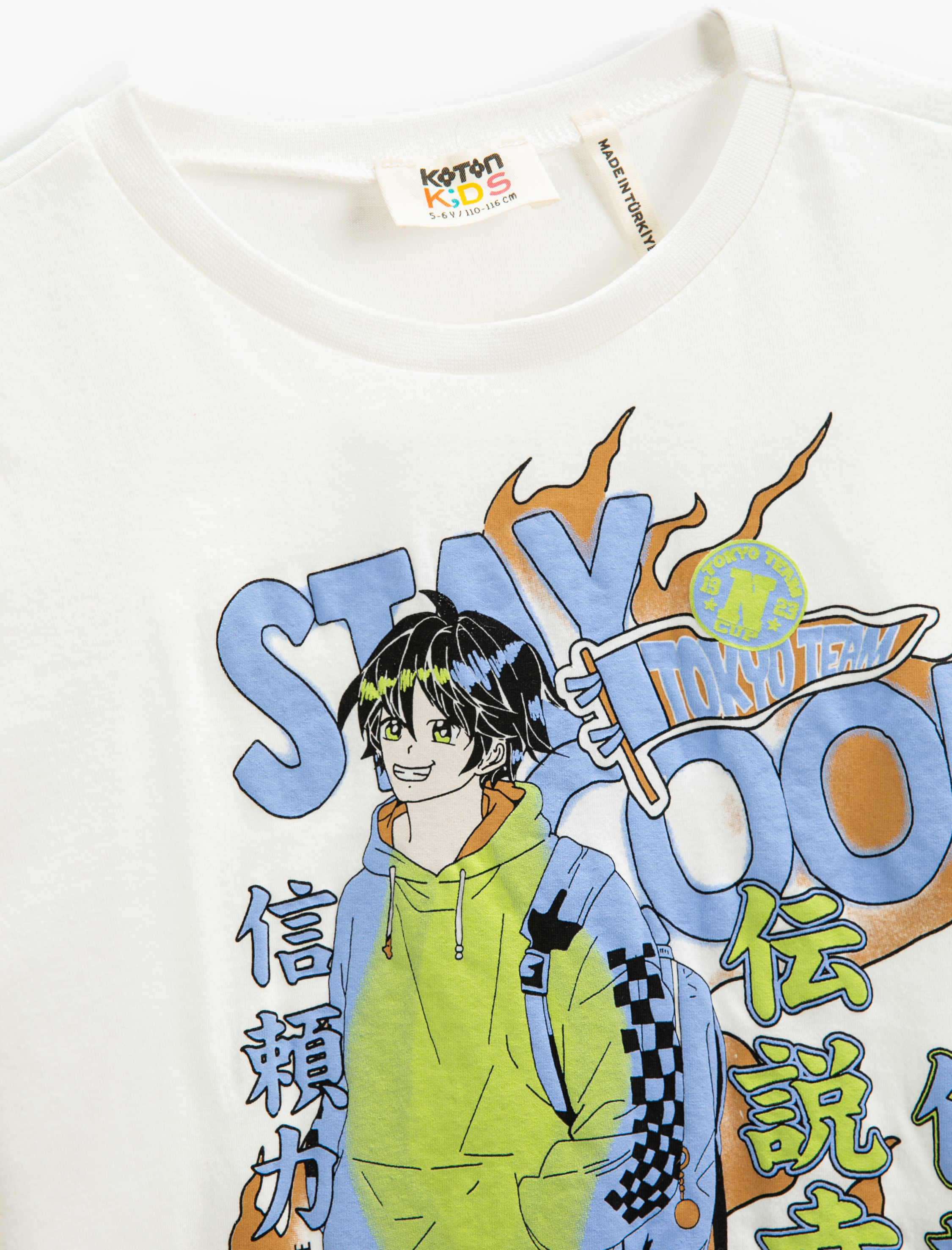  Erkek Çocuk Tişört Anime Baskılı Kısa Kollu Bisiklet Yaka