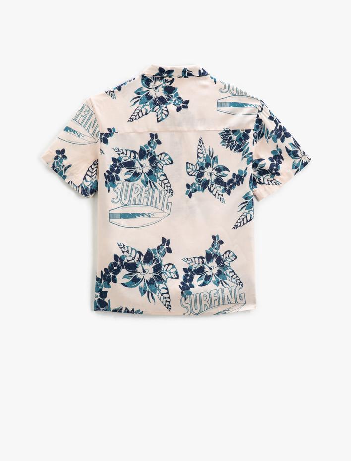 Erkek Çocuk Kısa Kollu Gömlek Çiçekli Tek Cep Detaylı