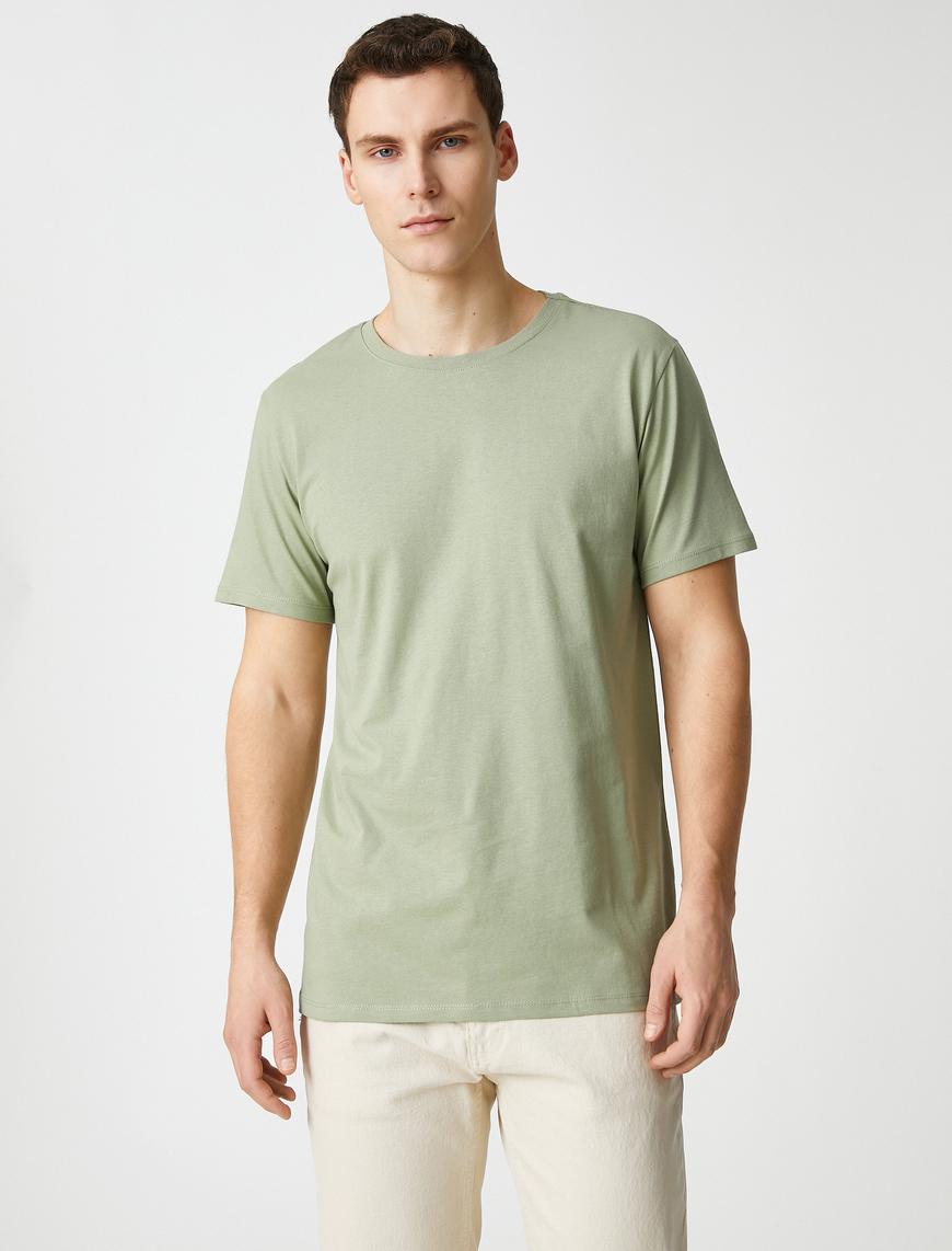   Basic Tişört Slim Fit Bisiklet Yaka Kısa Kollu Pamuklu