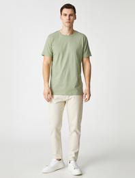 Basic Tişört Slim Fit Bisiklet Yaka Kısa Kollu Pamuklu