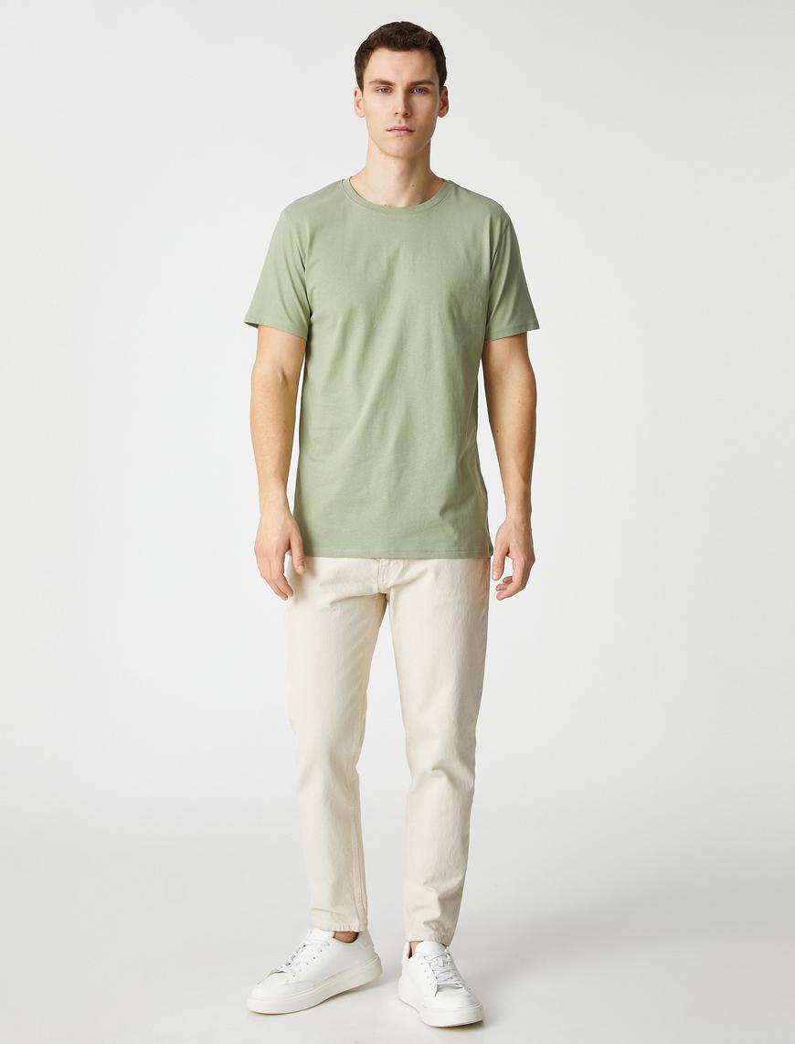   Basic Tişört Slim Fit Bisiklet Yaka Kısa Kollu Pamuklu