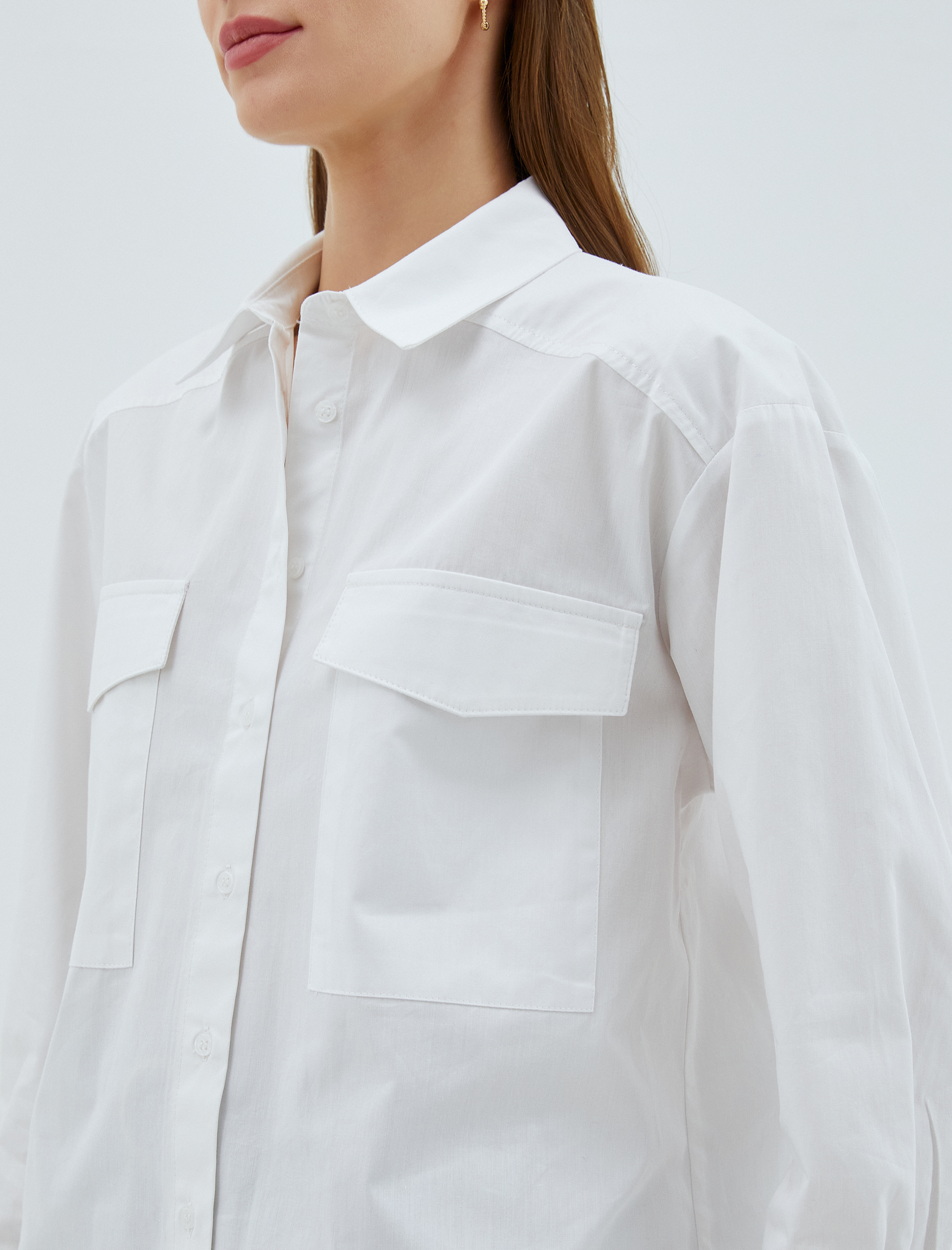   Oversize Pamuklu Gömlek Cep Detaylı