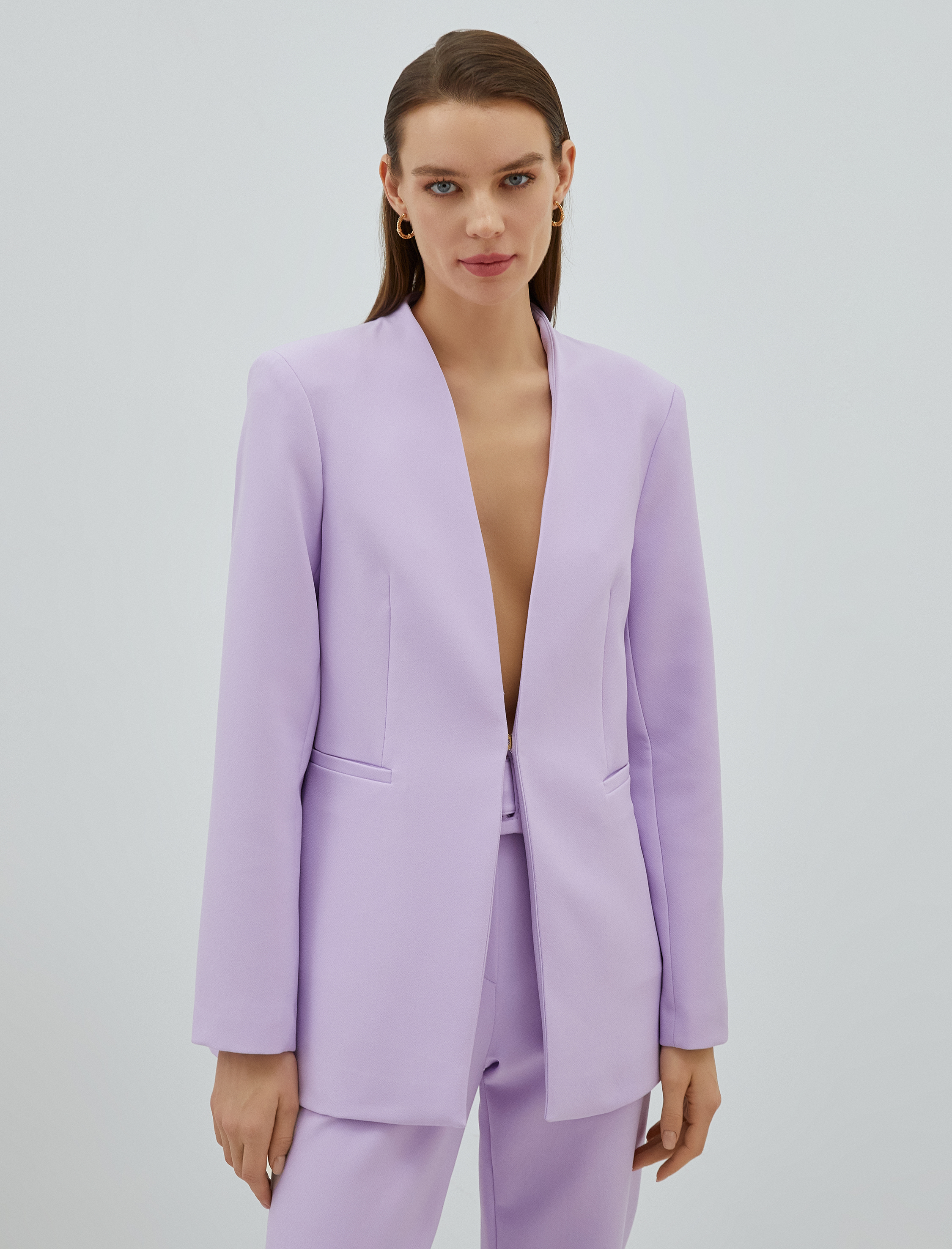   Blazer Ceket V Yaka Cep Detaylı