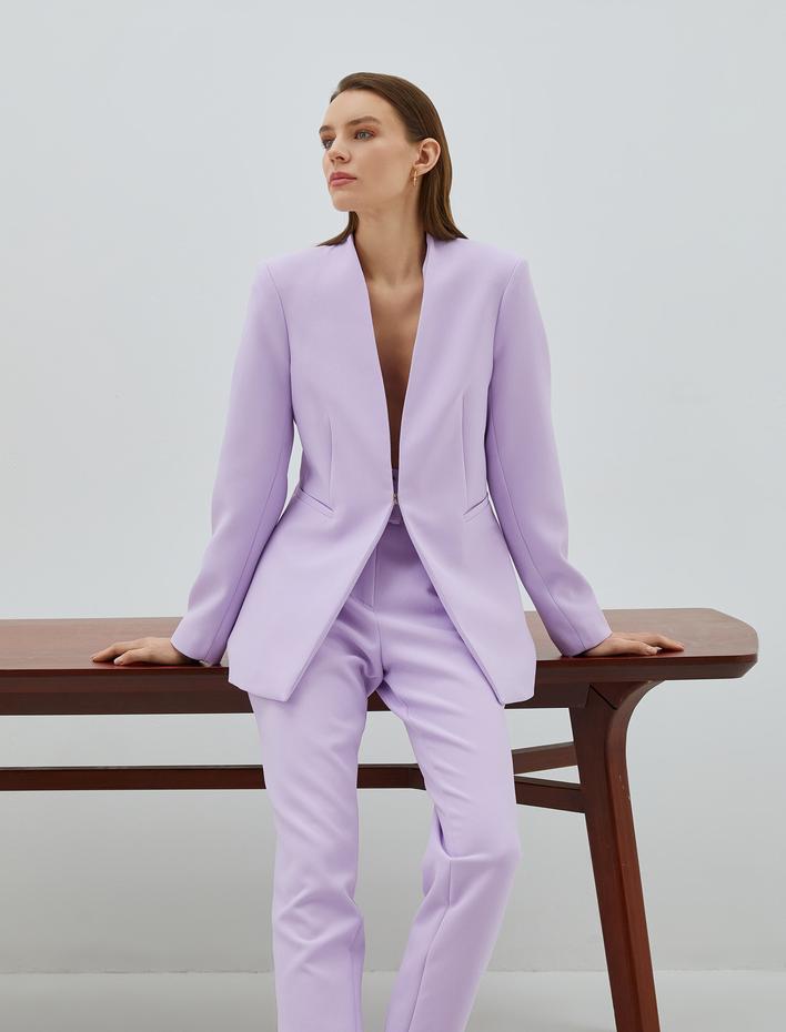  Blazer Ceket V Yaka Cep Detaylı