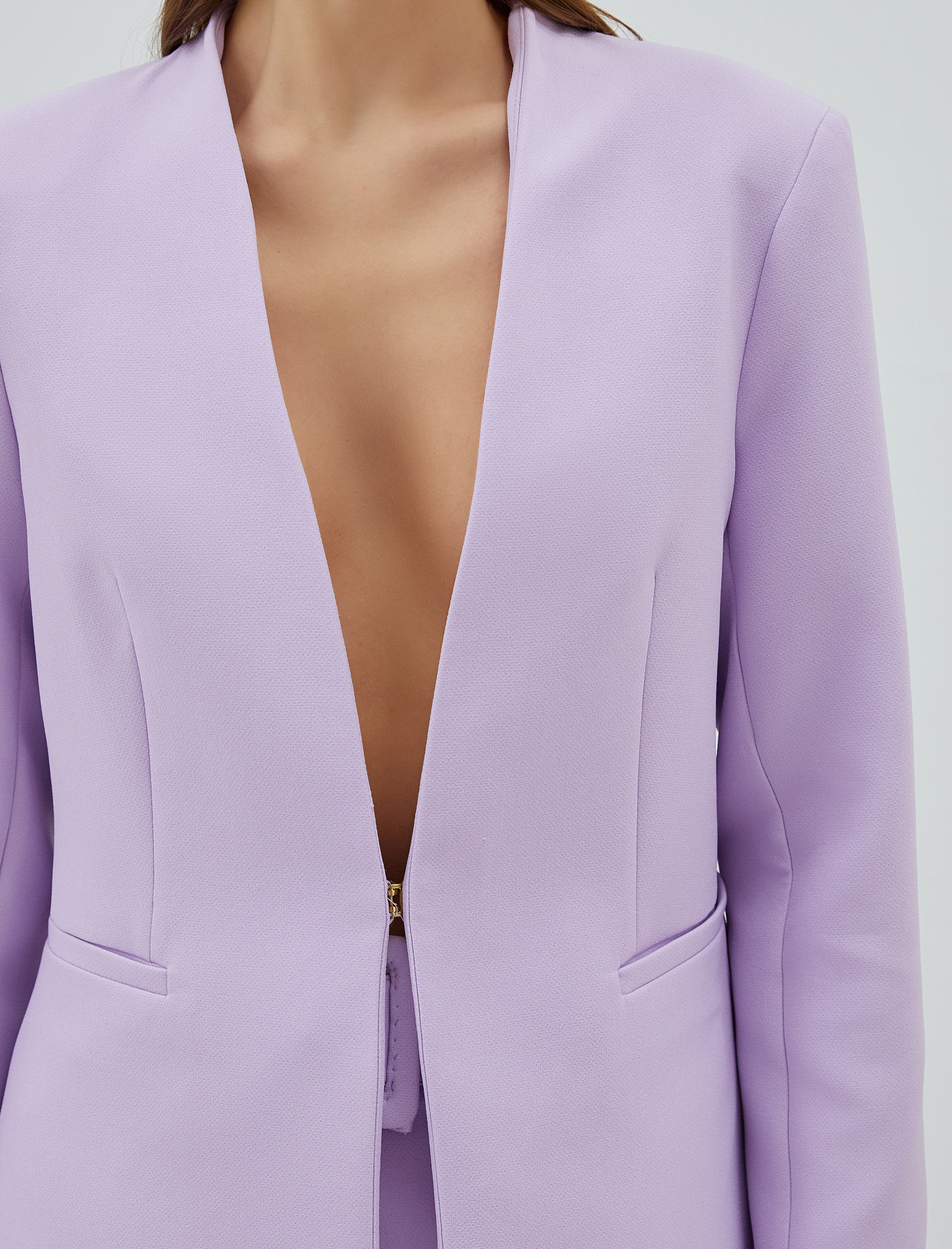   Blazer Ceket V Yaka Cep Detaylı