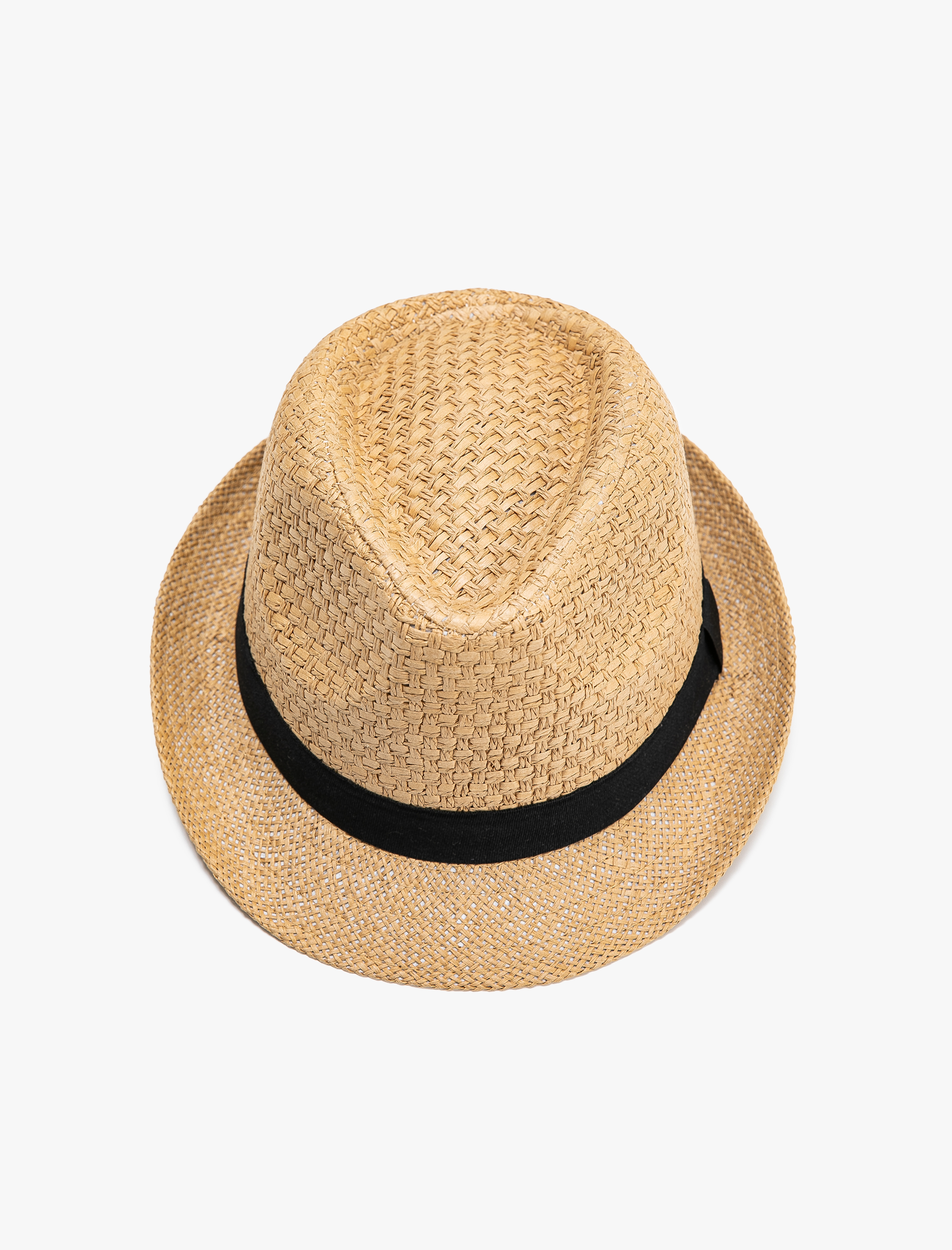  Erkek Hasır Fötr Şapka Grogren Bant Detaylı