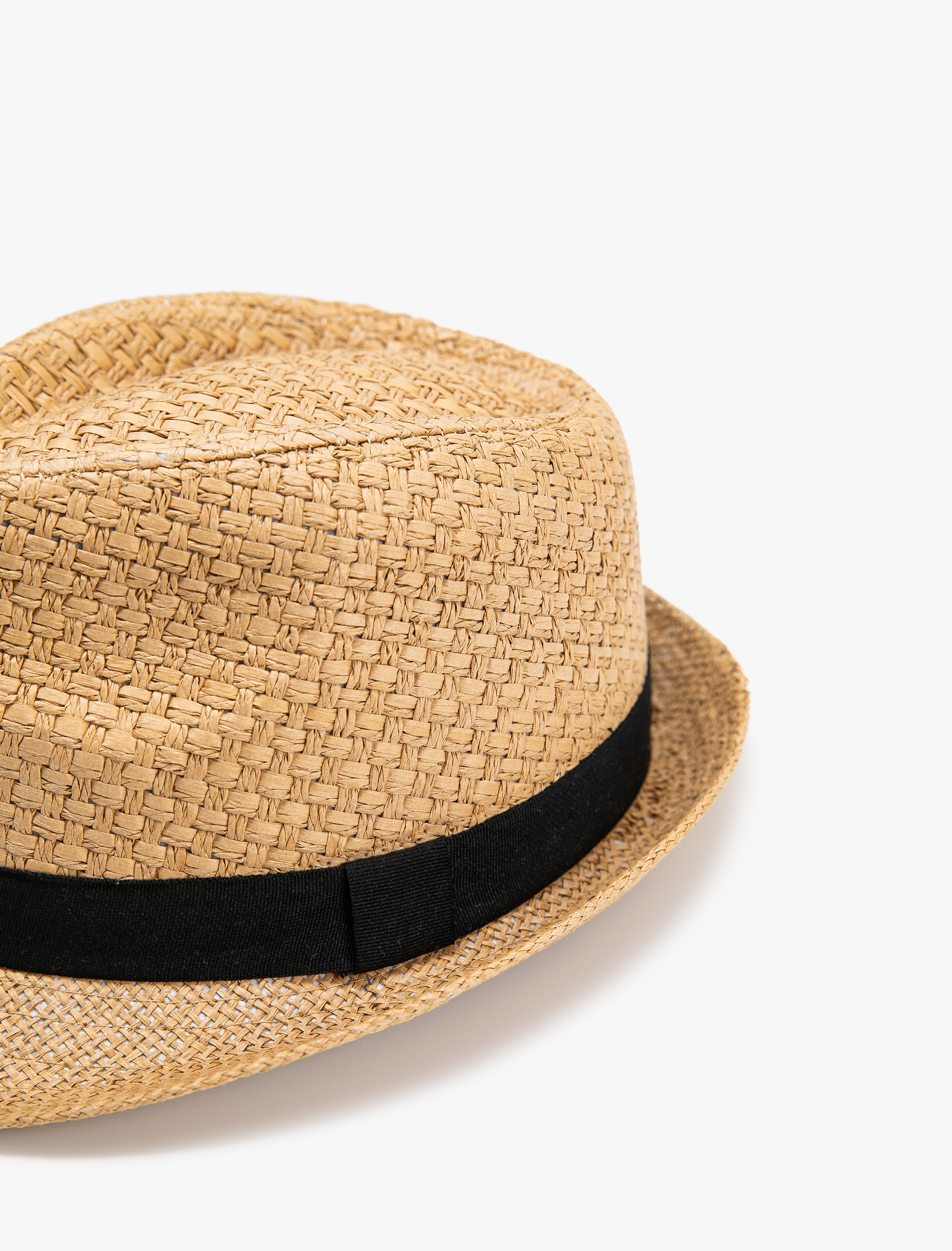  Erkek Hasır Fötr Şapka Grogren Bant Detaylı