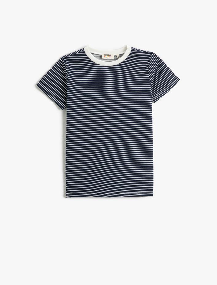 Erkek Çocuk Pamuklu Kısa Kollu Tişört Bisiklet Yaka