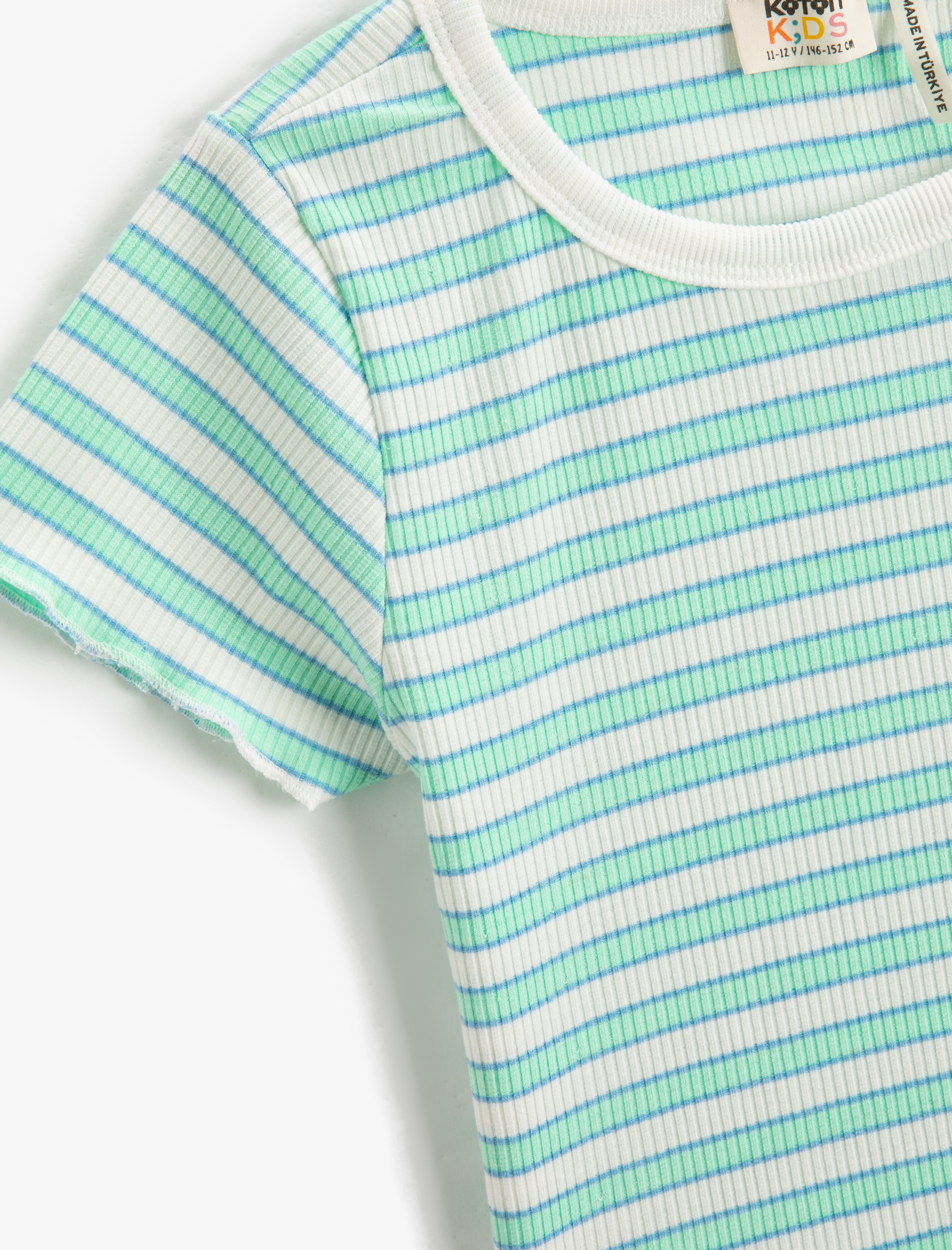  Kız Çocuk Crop Tişört Dar Kalıp Kısa Kollu Bisiklet Yaka Pamuklu