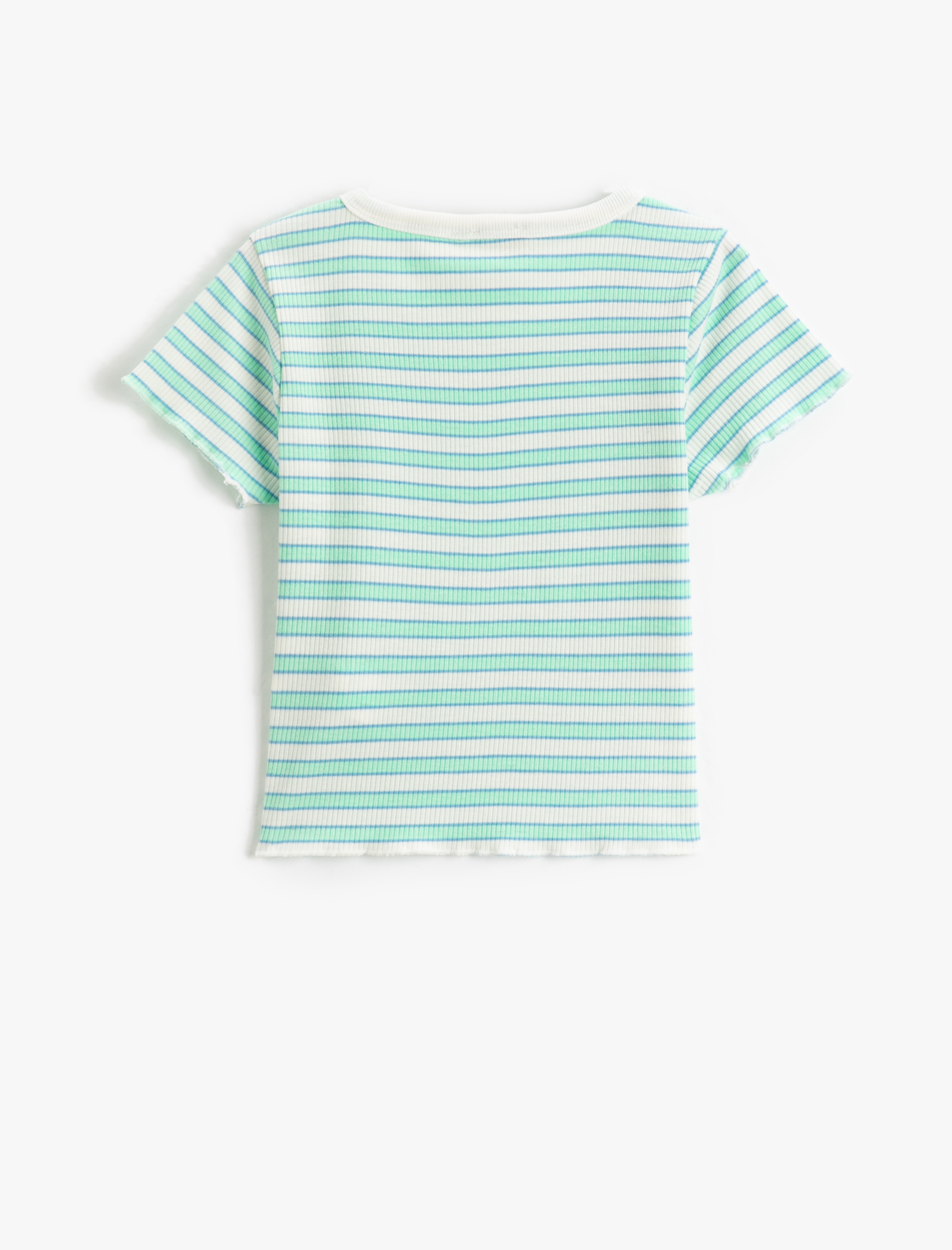  Kız Çocuk Crop Tişört Dar Kalıp Kısa Kollu Bisiklet Yaka Pamuklu