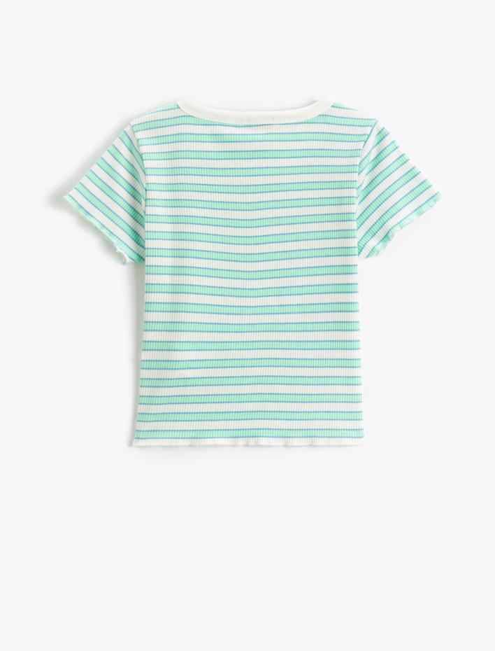 Kız Çocuk Crop Tişört Dar Kalıp Kısa Kollu Bisiklet Yaka Pamuklu